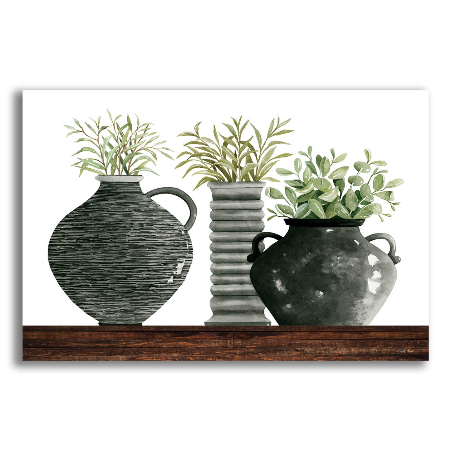 Epic Art 'Black Vase Set' by Cindy Jacobs, Acrylic Glass Wall Art,16x12