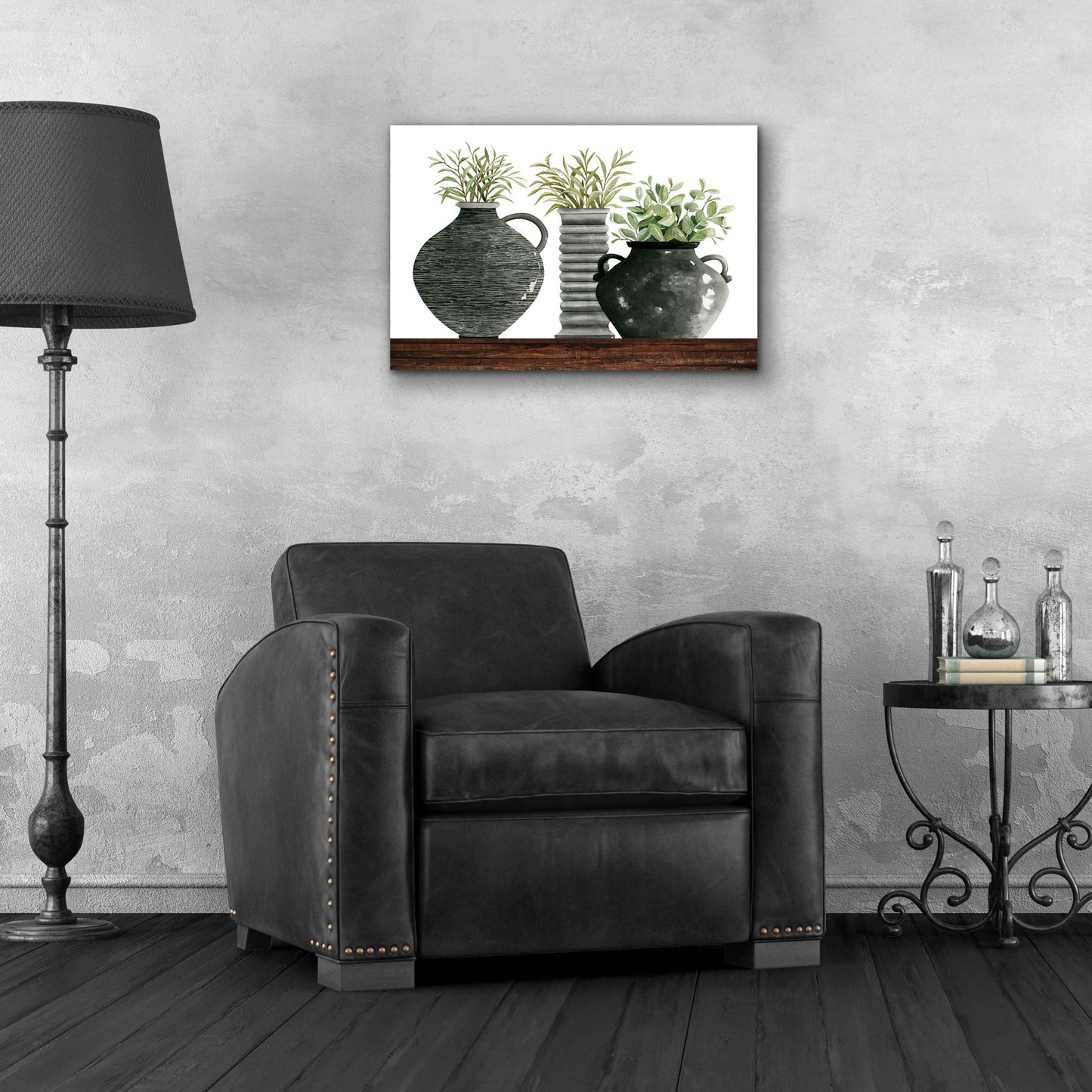 Epic Art 'Black Vase Set' by Cindy Jacobs, Acrylic Glass Wall Art,24x16