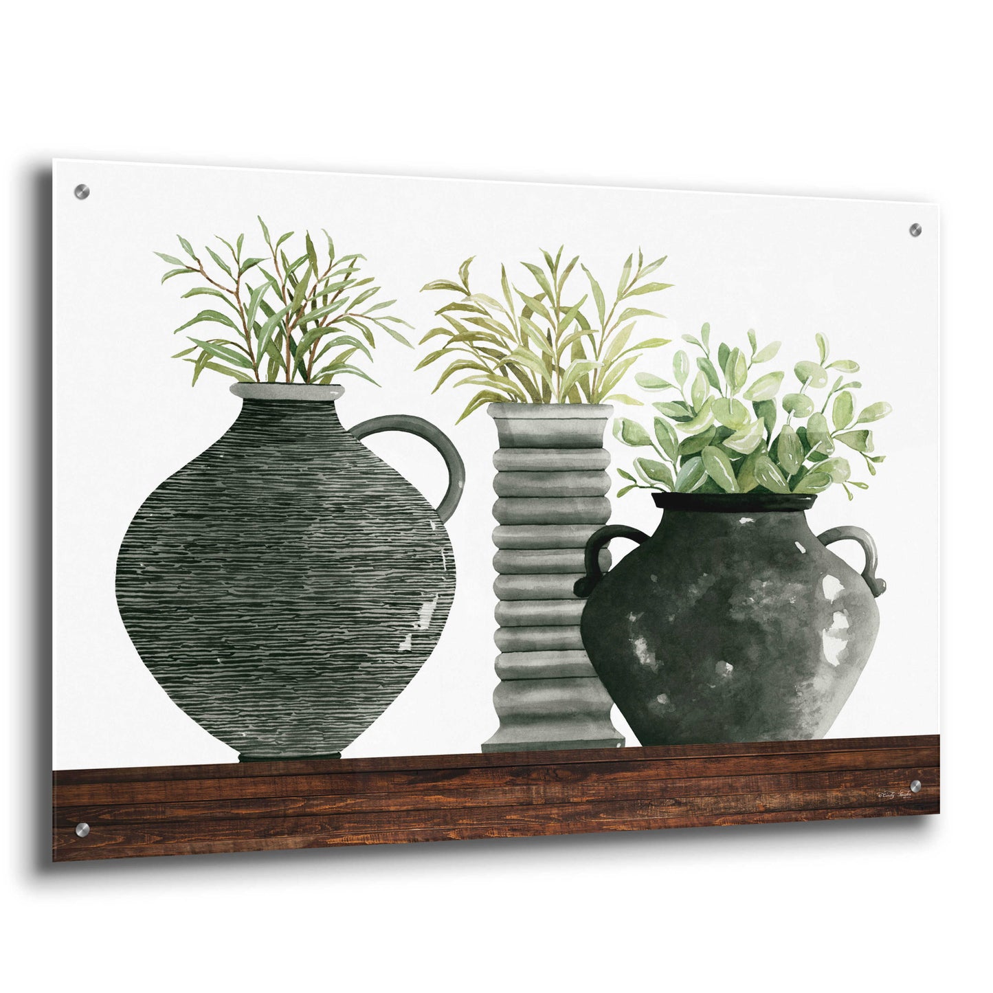 Epic Art 'Black Vase Set' by Cindy Jacobs, Acrylic Glass Wall Art,36x24