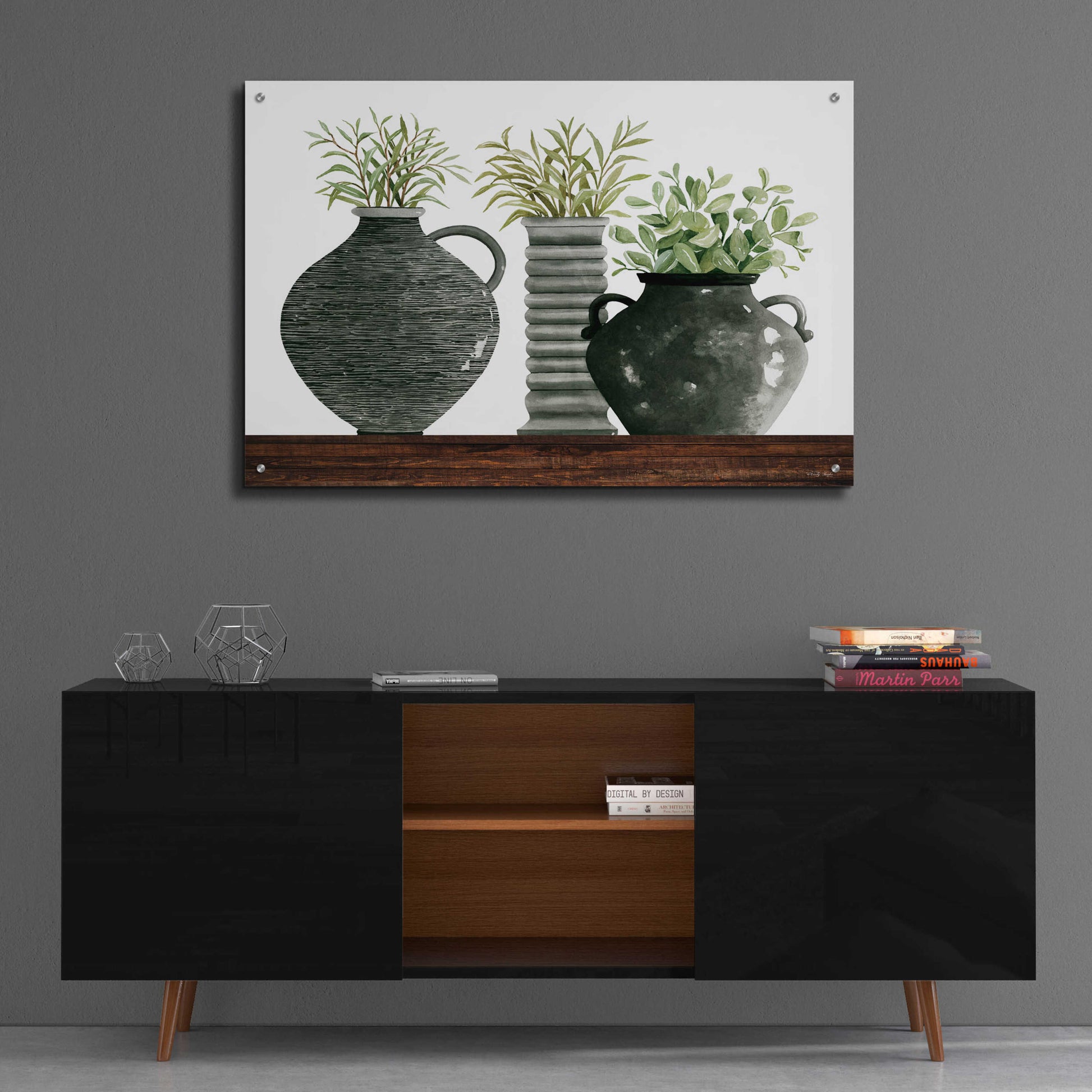 Epic Art 'Black Vase Set' by Cindy Jacobs, Acrylic Glass Wall Art,36x24