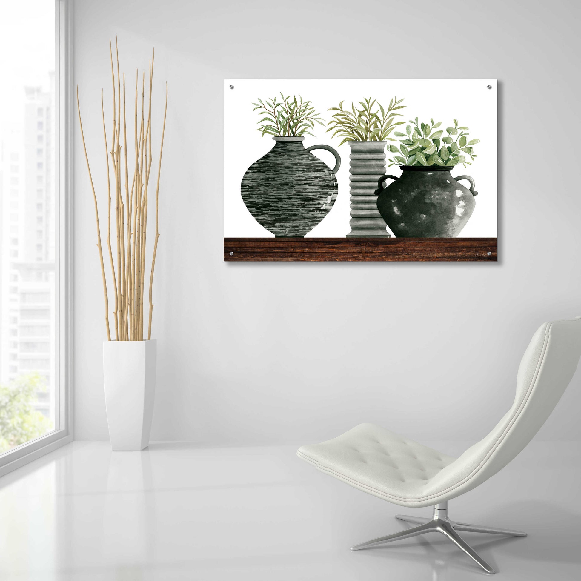 Epic Art 'Black Vase Set' by Cindy Jacobs, Acrylic Glass Wall Art,36x24