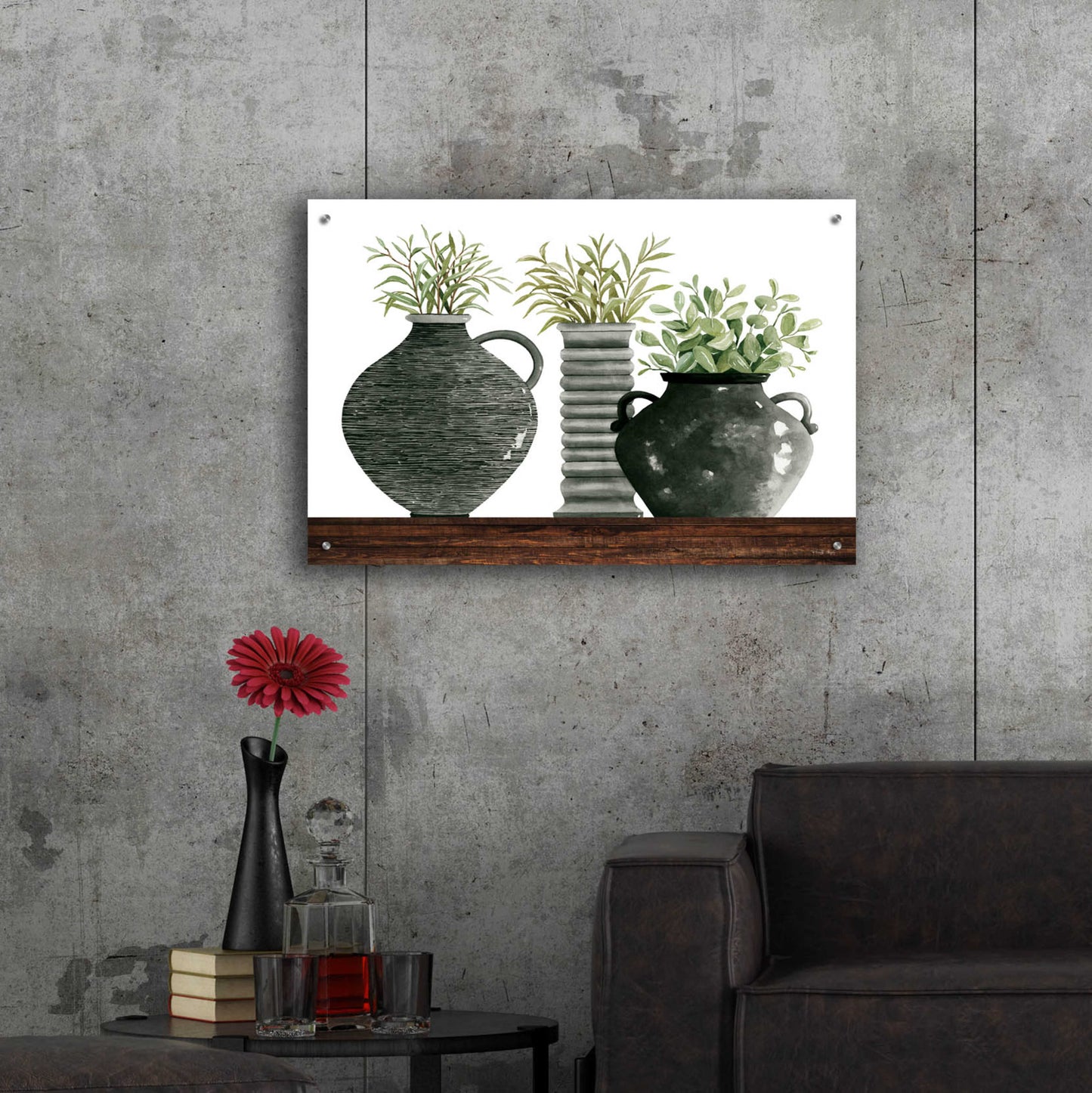 Epic Art 'Black Vase Set' by Cindy Jacobs, Acrylic Glass Wall Art,36x24