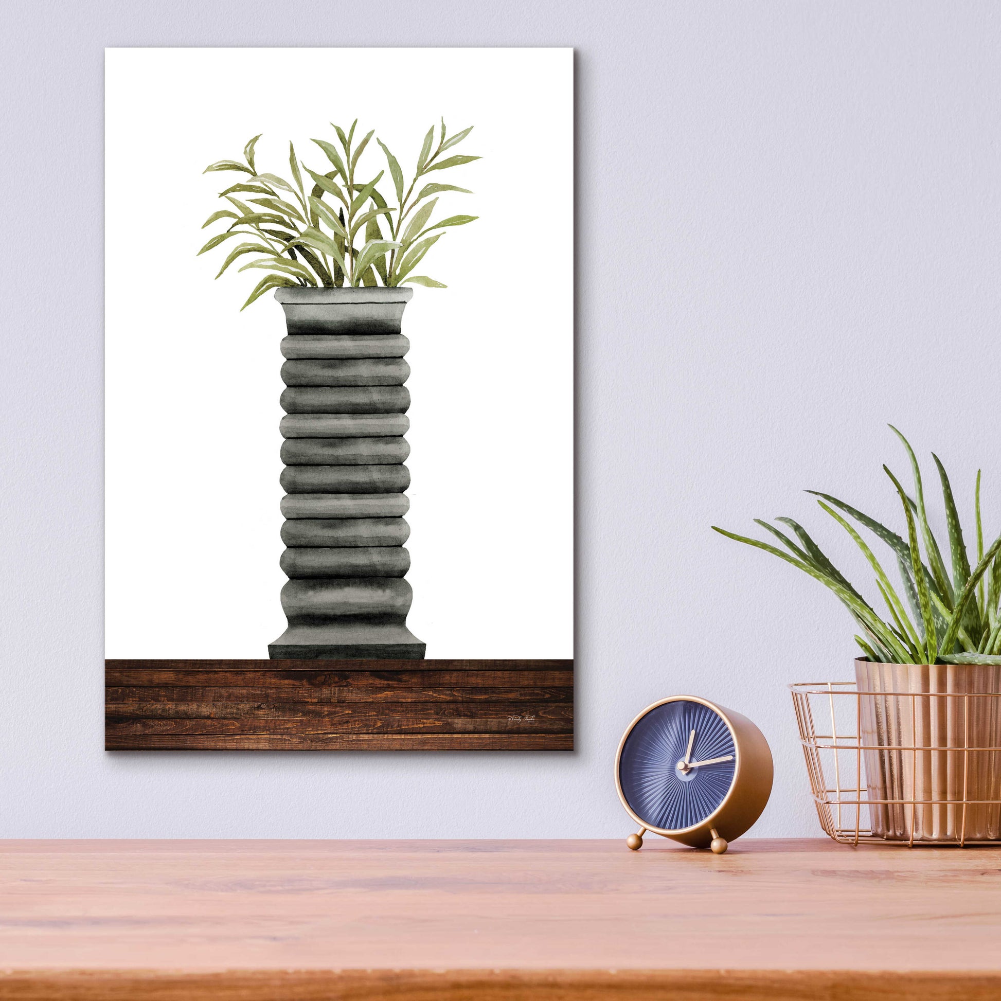 Epic Art 'Gray Vase' by Cindy Jacobs, Acrylic Glass Wall Art,12x16