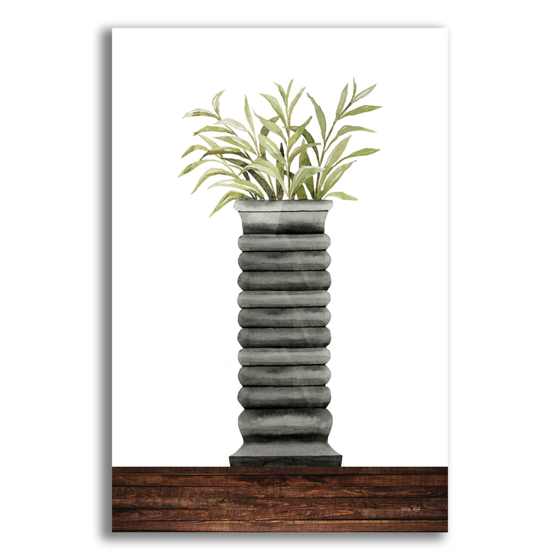 Epic Art 'Gray Vase' by Cindy Jacobs, Acrylic Glass Wall Art,12x16