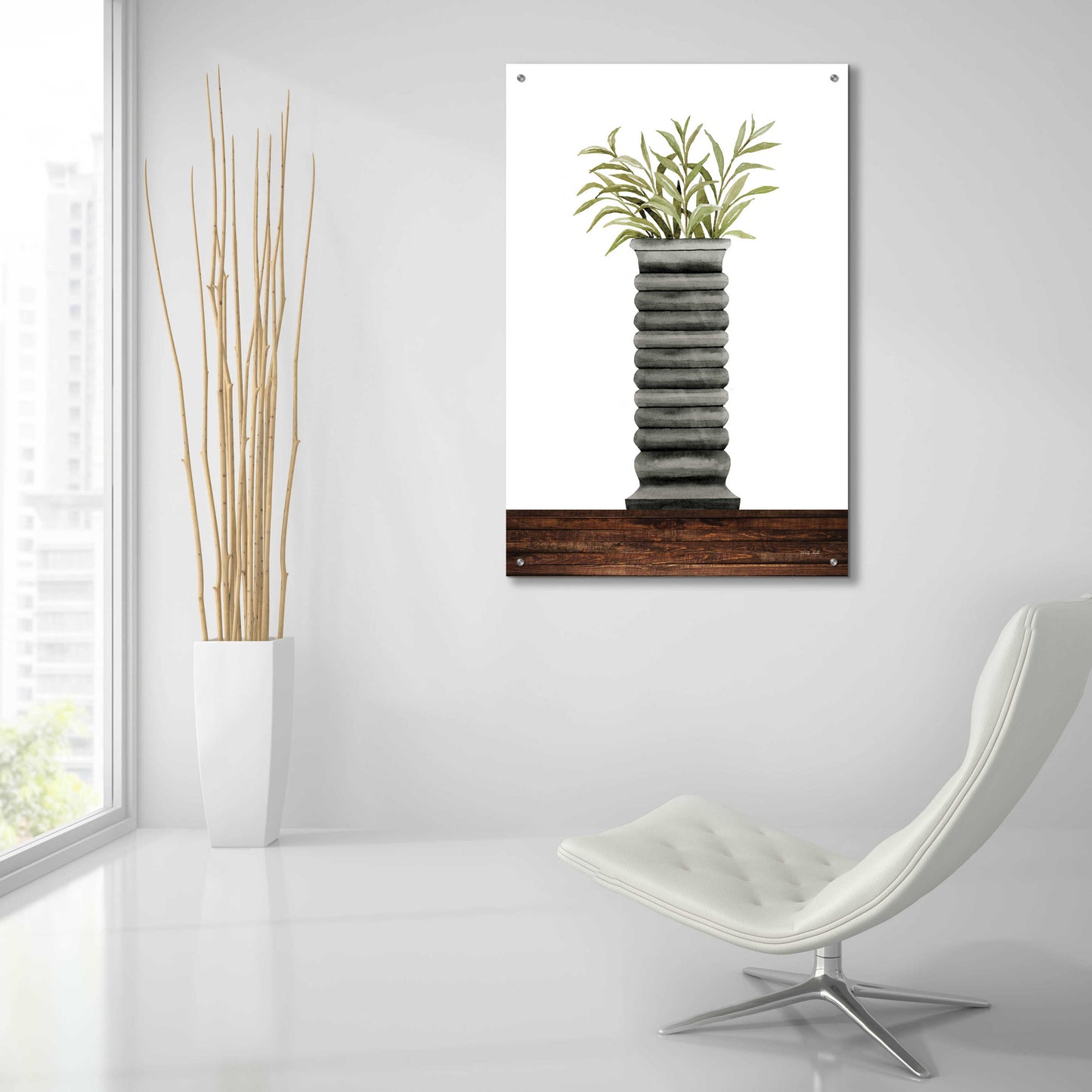 Epic Art 'Gray Vase' by Cindy Jacobs, Acrylic Glass Wall Art,24x36