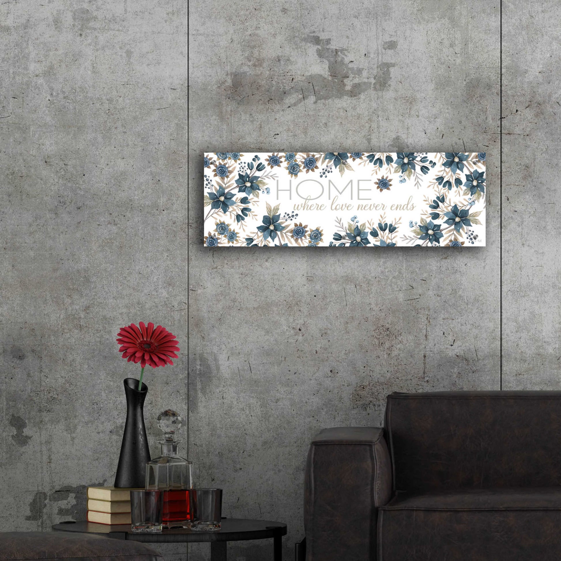 Epic Art 'HOME - Where Love Never Ends' by Cindy Jacobs, Acrylic Glass Wall Art,36x12