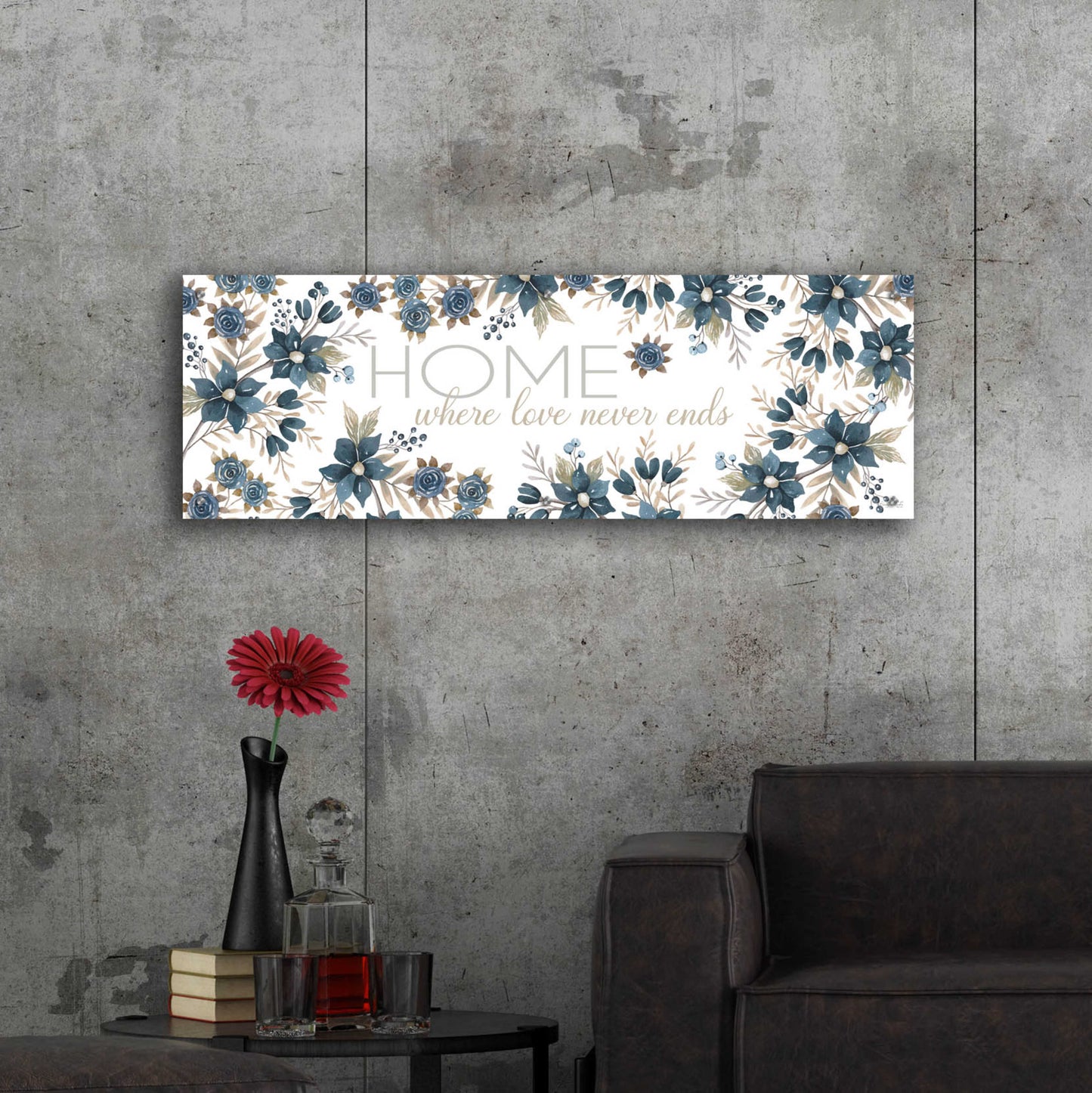 Epic Art 'HOME - Where Love Never Ends' by Cindy Jacobs, Acrylic Glass Wall Art,48x16