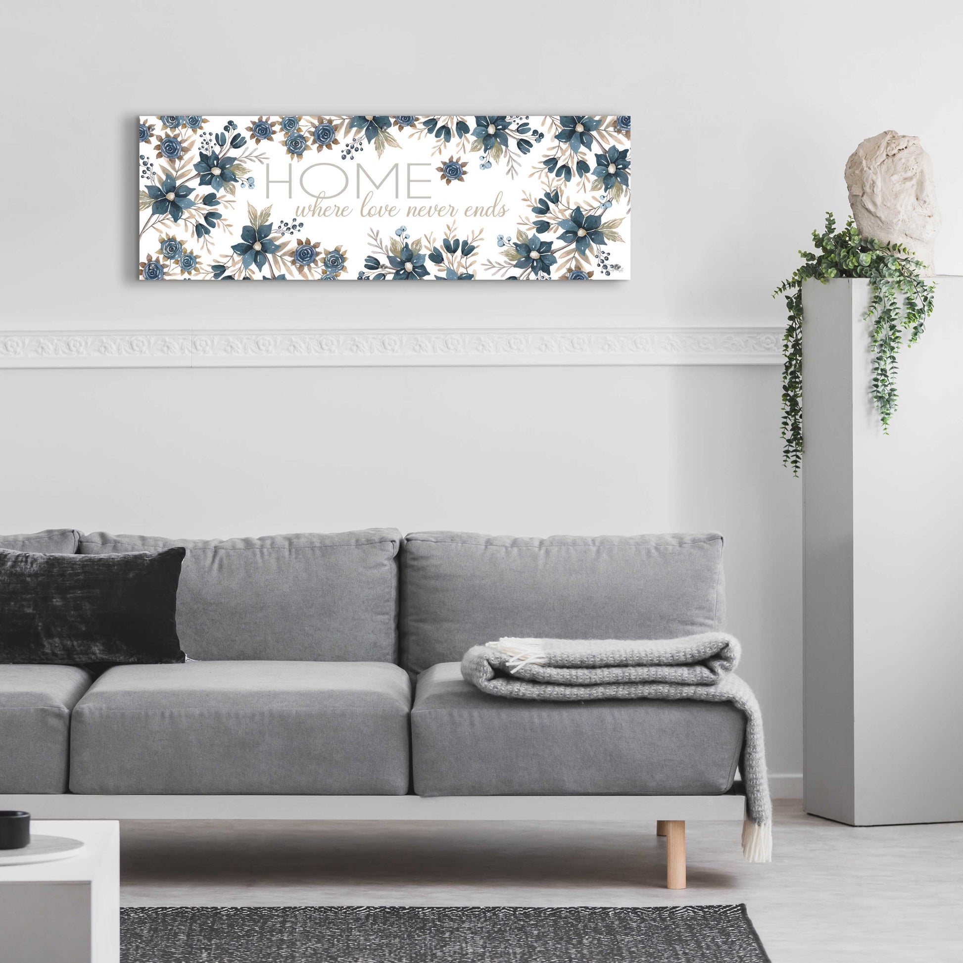 Epic Art 'HOME - Where Love Never Ends' by Cindy Jacobs, Acrylic Glass Wall Art,48x16