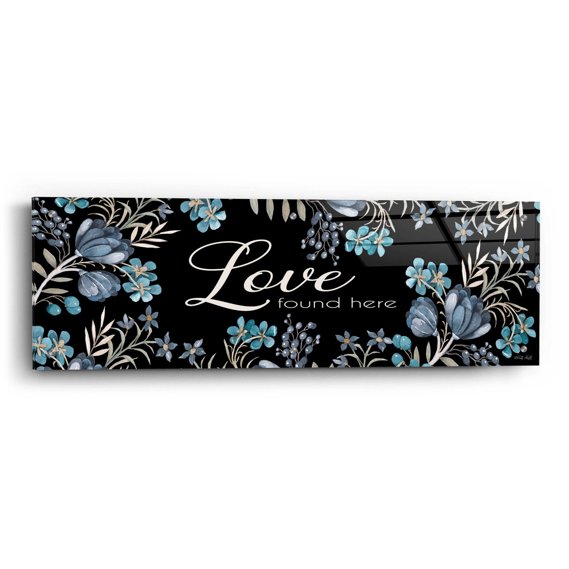 Epic Art 'Love Found Here' by Cindy Jacobs, Acrylic Glass Wall Art,36x12