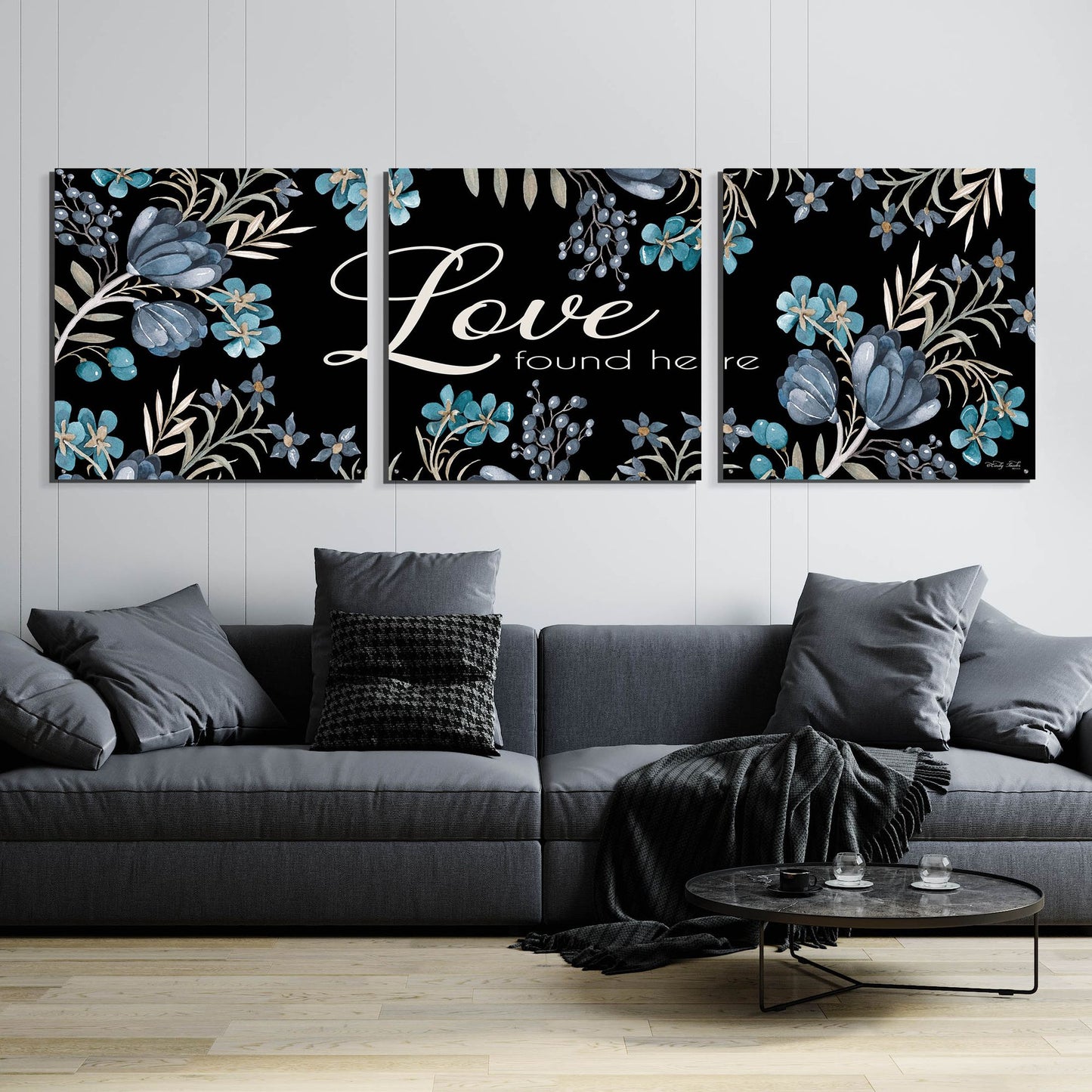 Epic Art 'Love Found Here' by Cindy Jacobs, Acrylic Glass Wall Art, 3 Piece Set,108x36