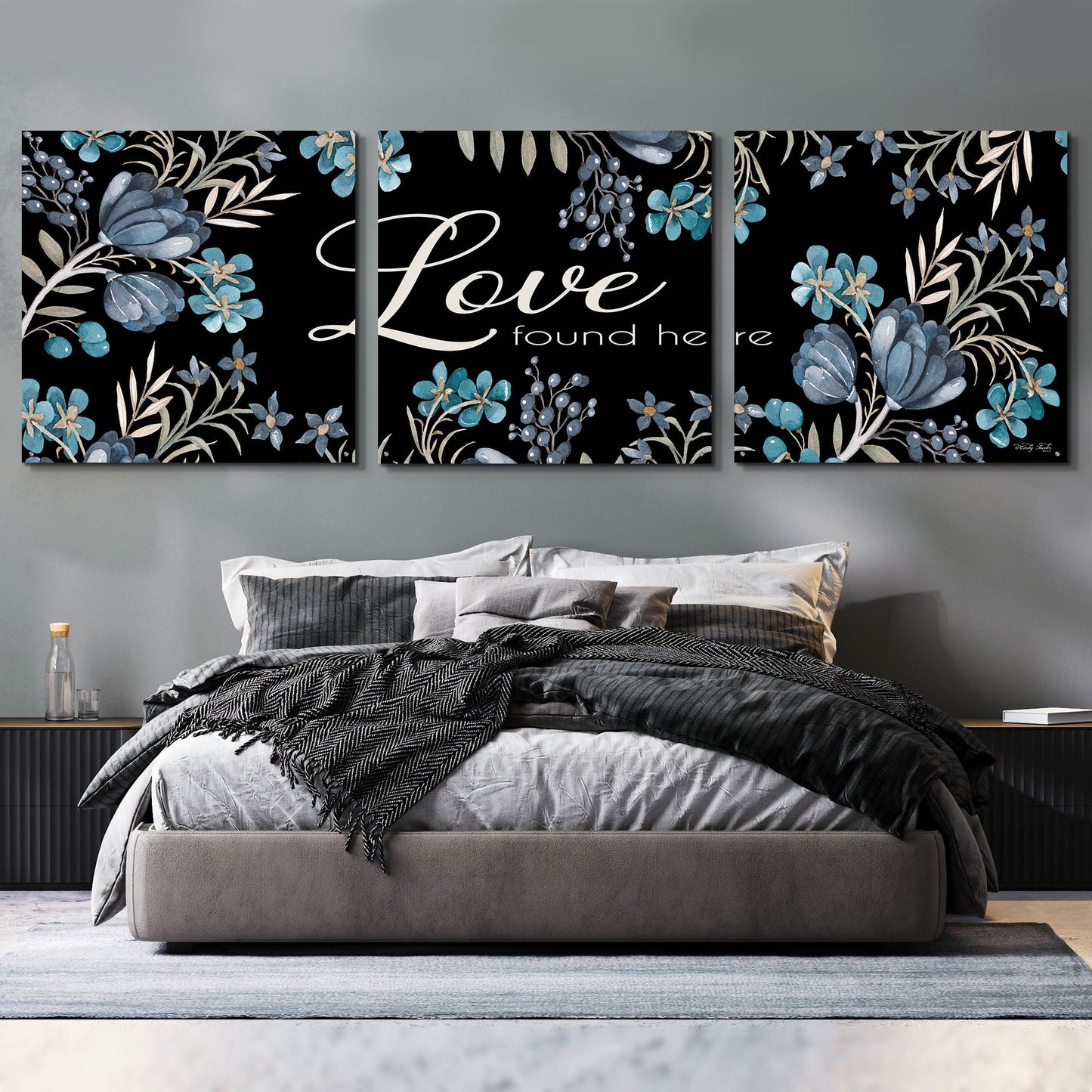 Epic Art 'Love Found Here' by Cindy Jacobs, Acrylic Glass Wall Art, 3 Piece Set,108x36