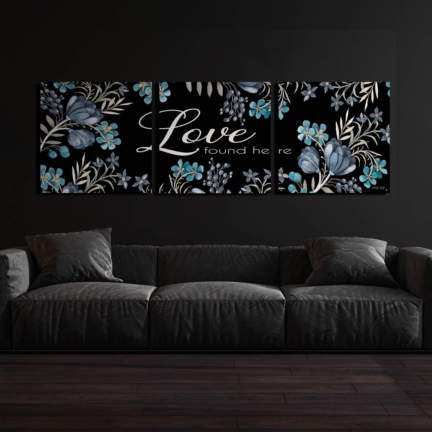 Epic Art 'Love Found Here' by Cindy Jacobs, Acrylic Glass Wall Art, 3 Piece Set,108x36