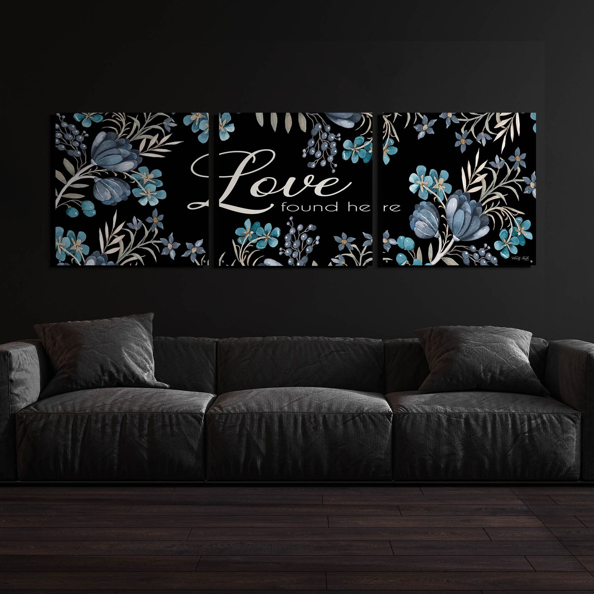 Epic Art 'Love Found Here' by Cindy Jacobs, Acrylic Glass Wall Art, 3 Piece Set,108x36