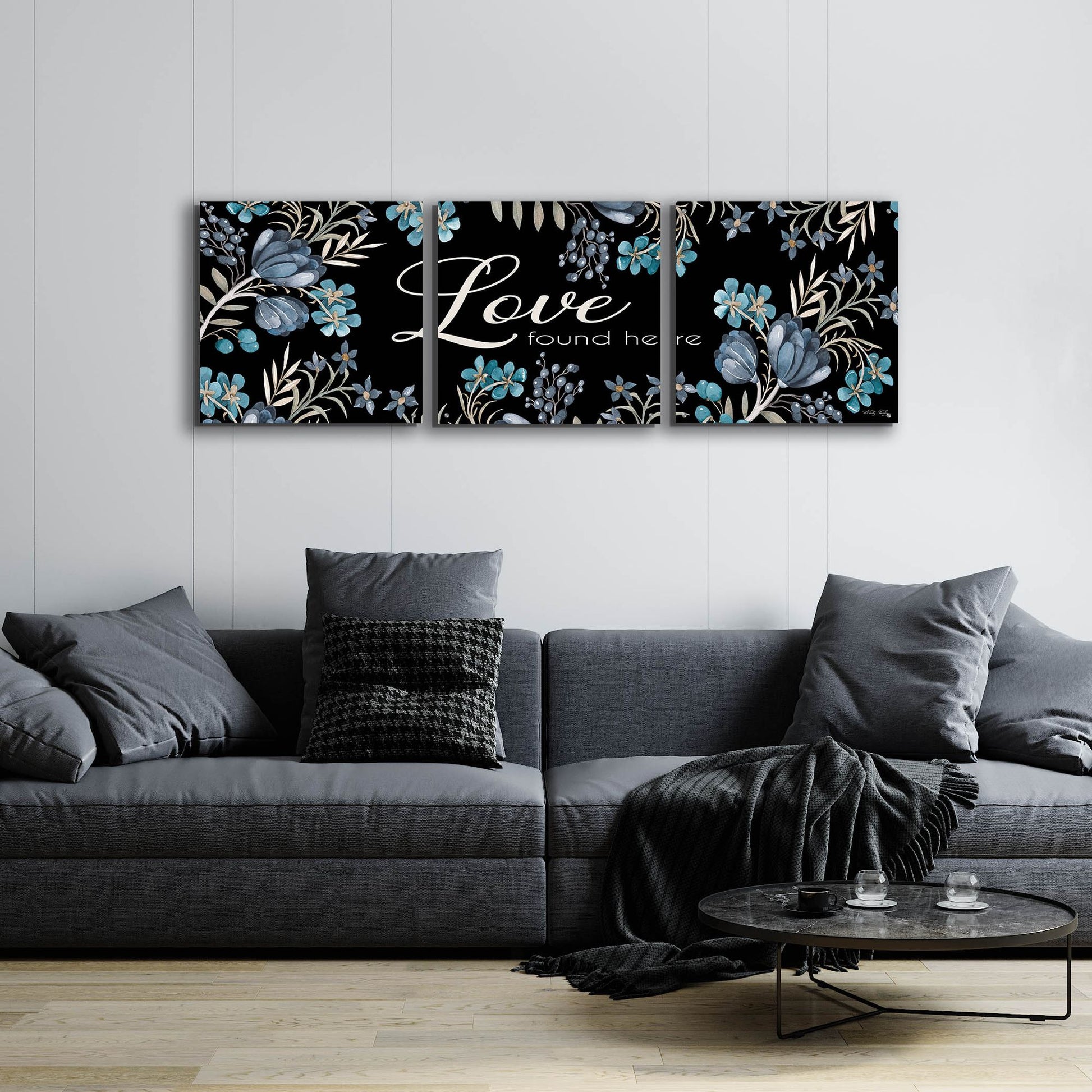 Epic Art 'Love Found Here' by Cindy Jacobs, Acrylic Glass Wall Art, 3 Piece Set,72x24