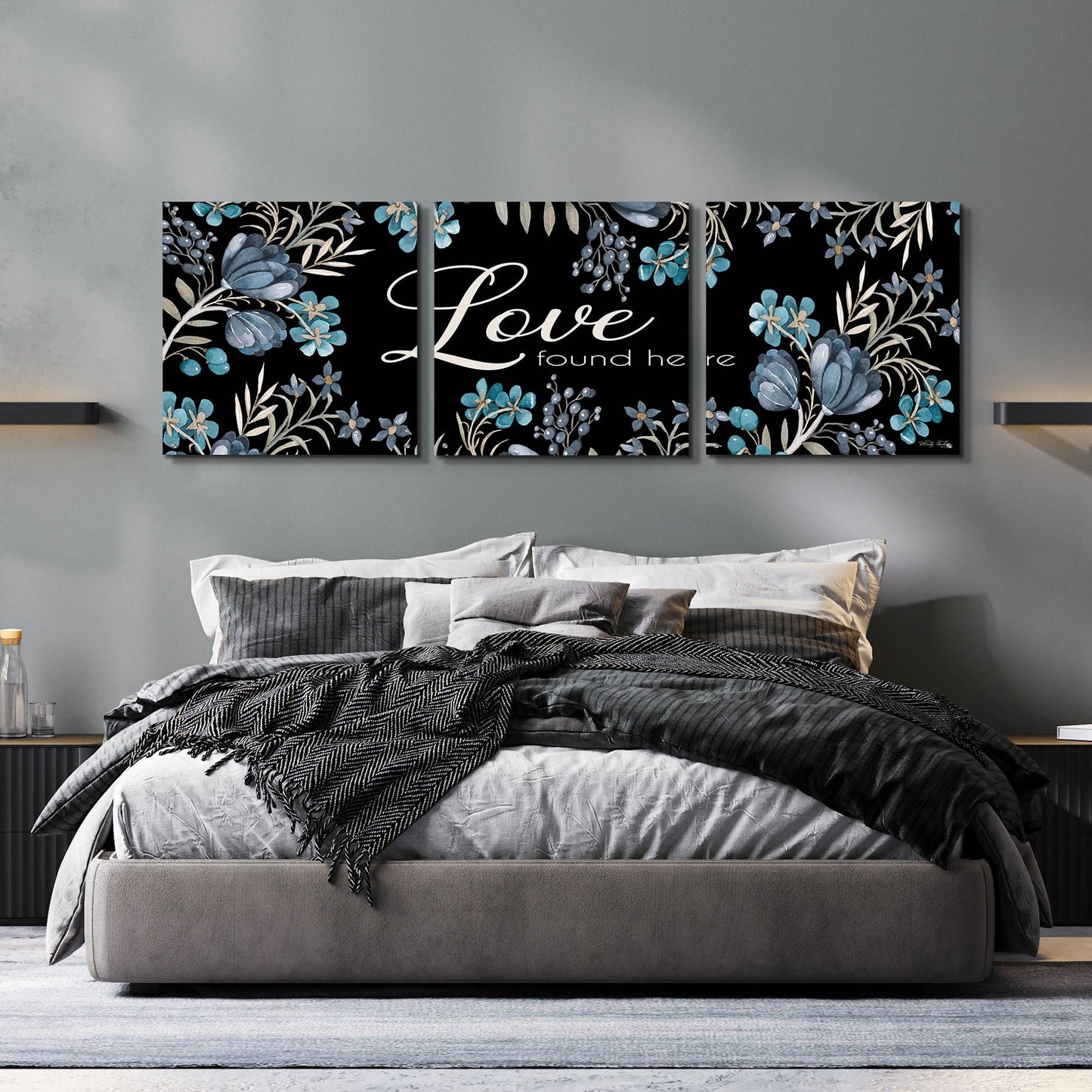 Epic Art 'Love Found Here' by Cindy Jacobs, Acrylic Glass Wall Art, 3 Piece Set,72x24