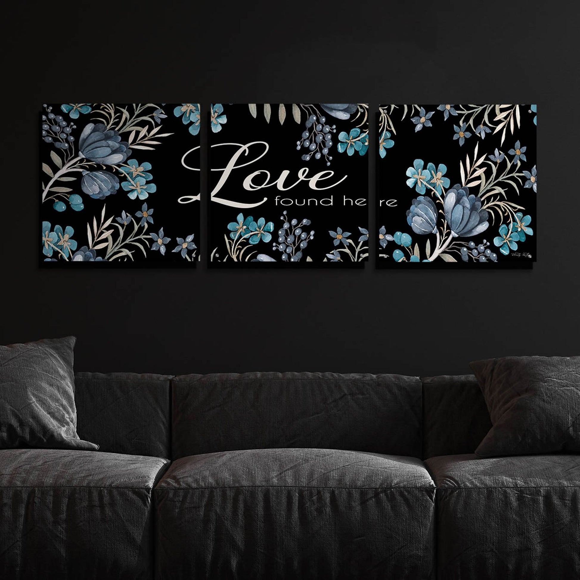 Epic Art 'Love Found Here' by Cindy Jacobs, Acrylic Glass Wall Art, 3 Piece Set,72x24