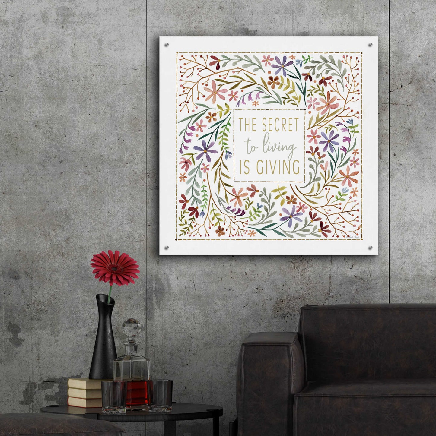 Epic Art 'The Secret to Living is Giving' by Cindy Jacobs, Acrylic Glass Wall Art,36x36