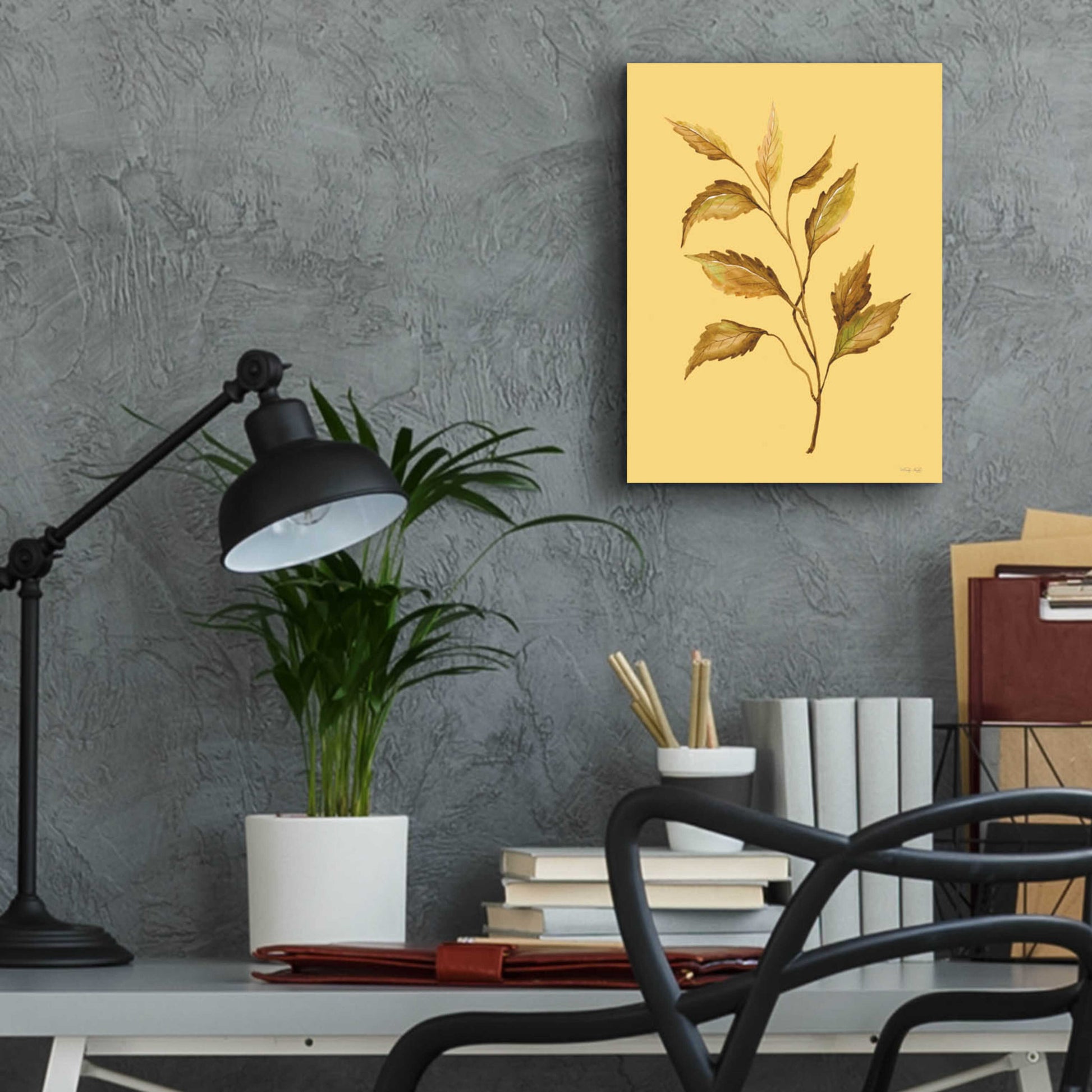 Epic Art 'Golden Leaves' by Cindy Jacobs, Acrylic Glass Wall Art,12x16