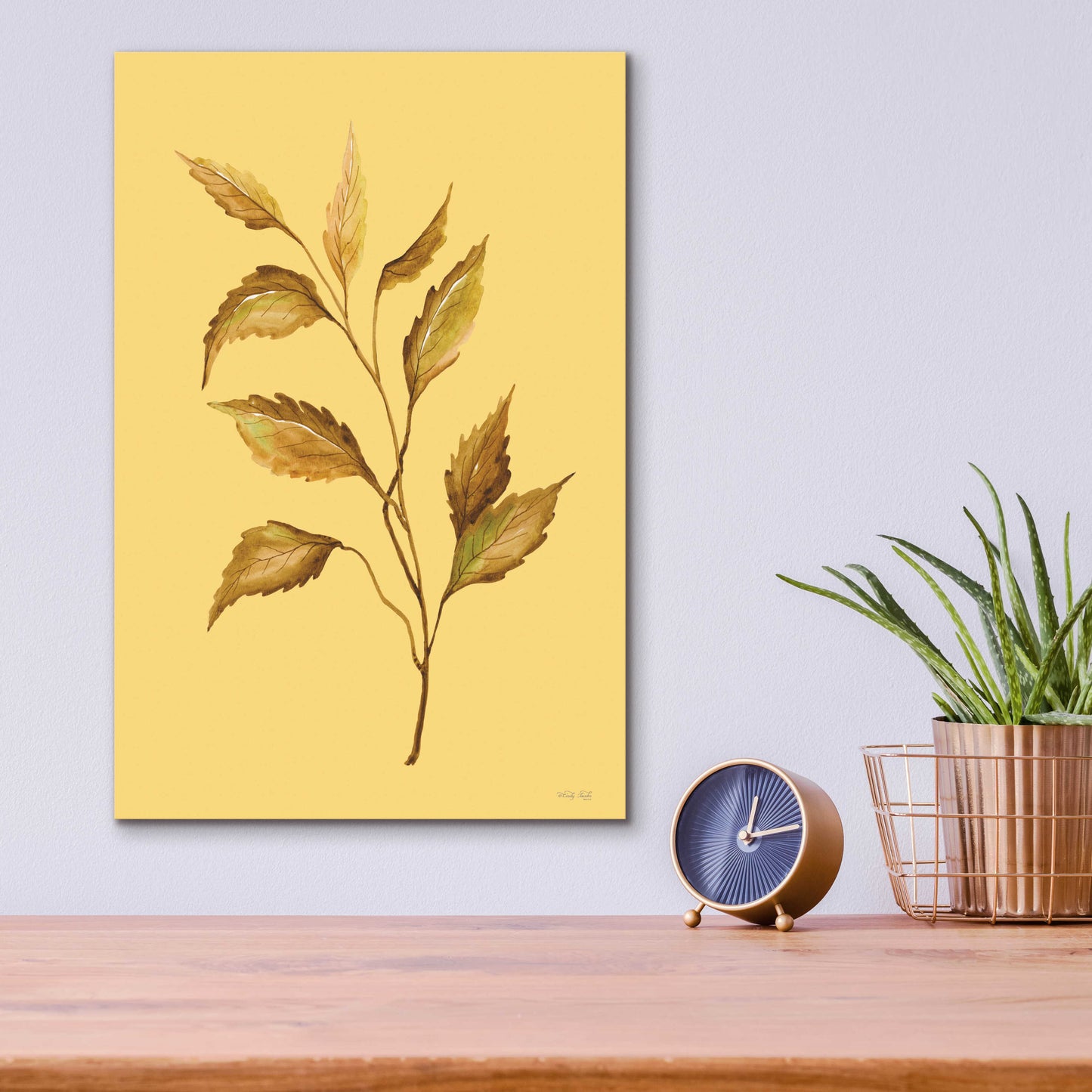 Epic Art 'Golden Leaves' by Cindy Jacobs, Acrylic Glass Wall Art,12x16