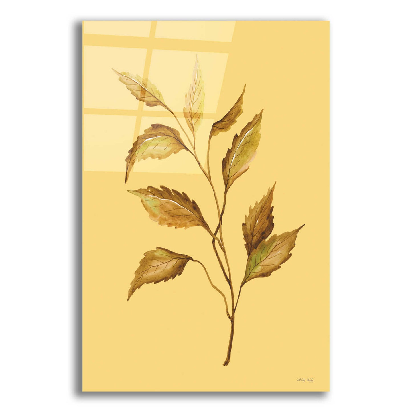 Epic Art 'Golden Leaves' by Cindy Jacobs, Acrylic Glass Wall Art,12x16