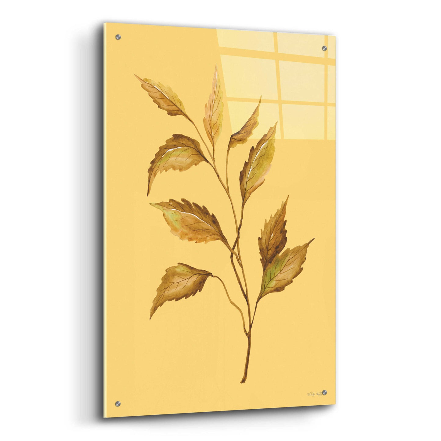 Epic Art 'Golden Leaves' by Cindy Jacobs, Acrylic Glass Wall Art,24x36