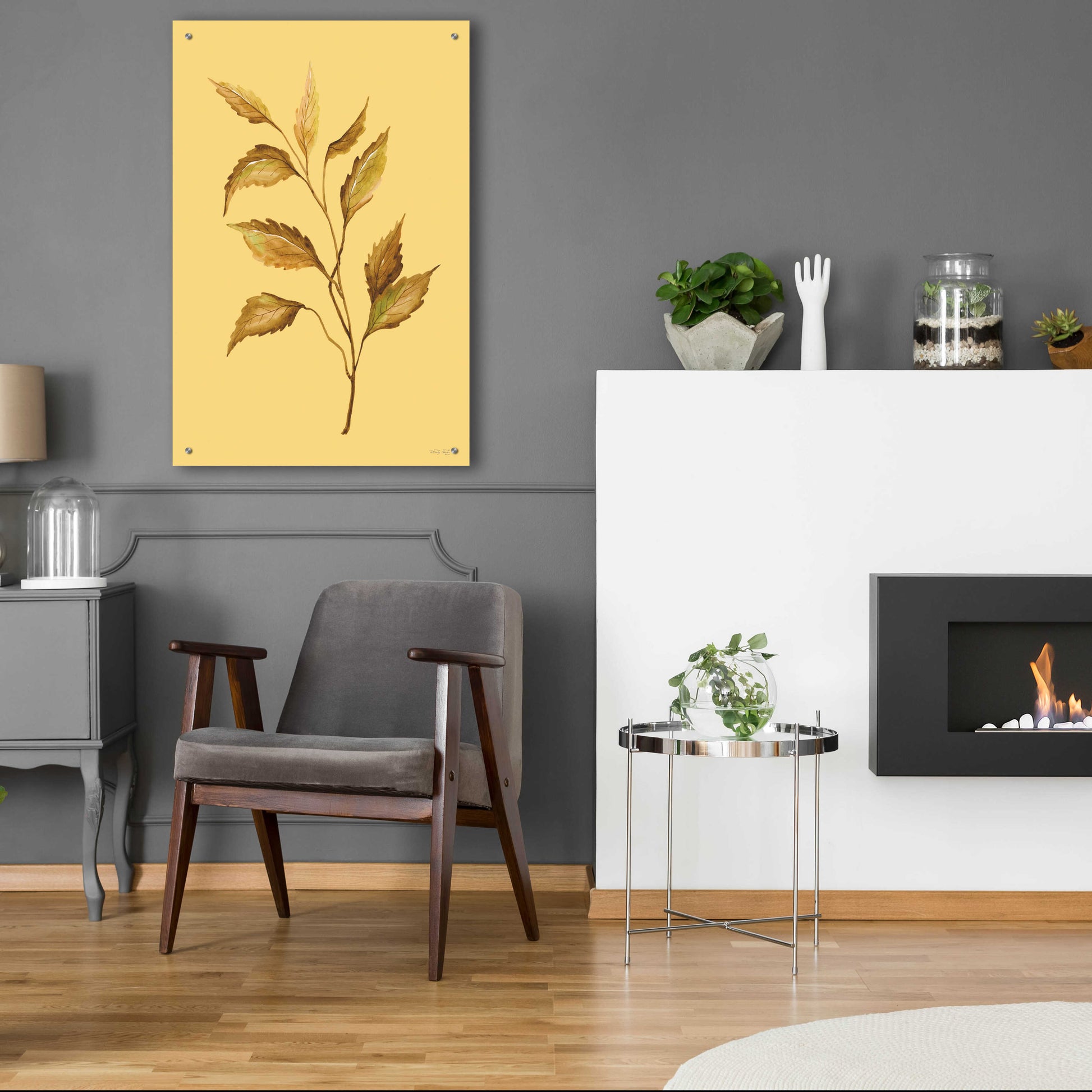 Epic Art 'Golden Leaves' by Cindy Jacobs, Acrylic Glass Wall Art,24x36