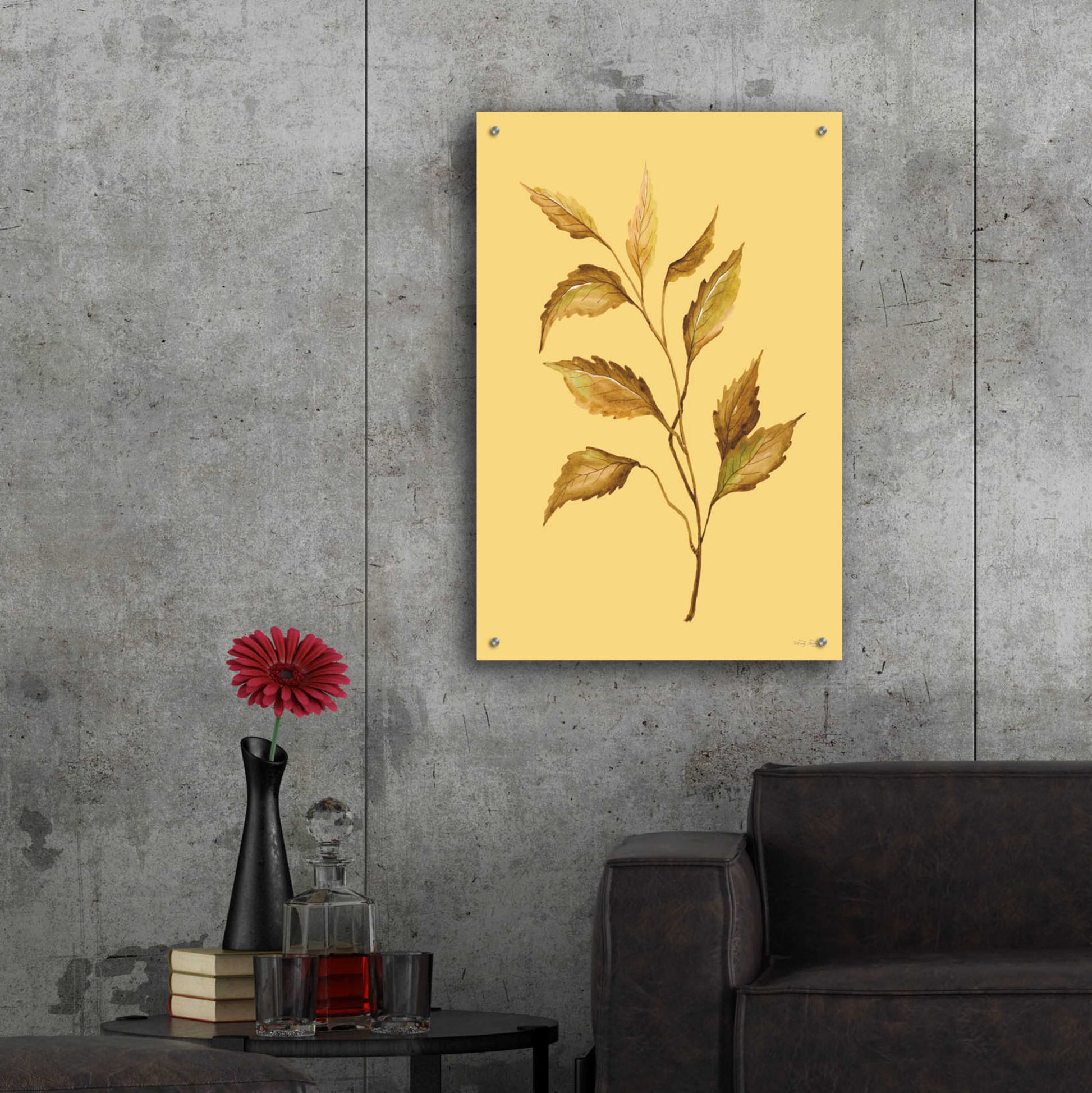 Epic Art 'Golden Leaves' by Cindy Jacobs, Acrylic Glass Wall Art,24x36