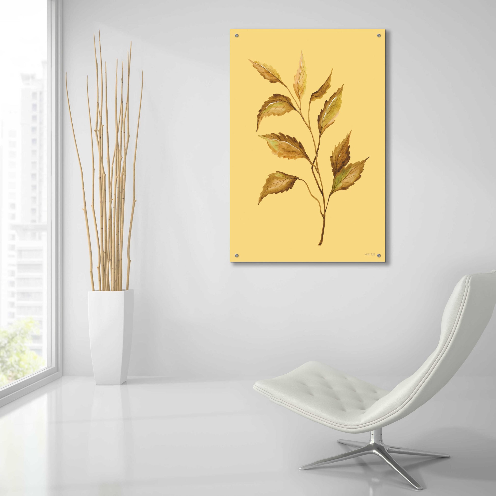 Epic Art 'Golden Leaves' by Cindy Jacobs, Acrylic Glass Wall Art,24x36