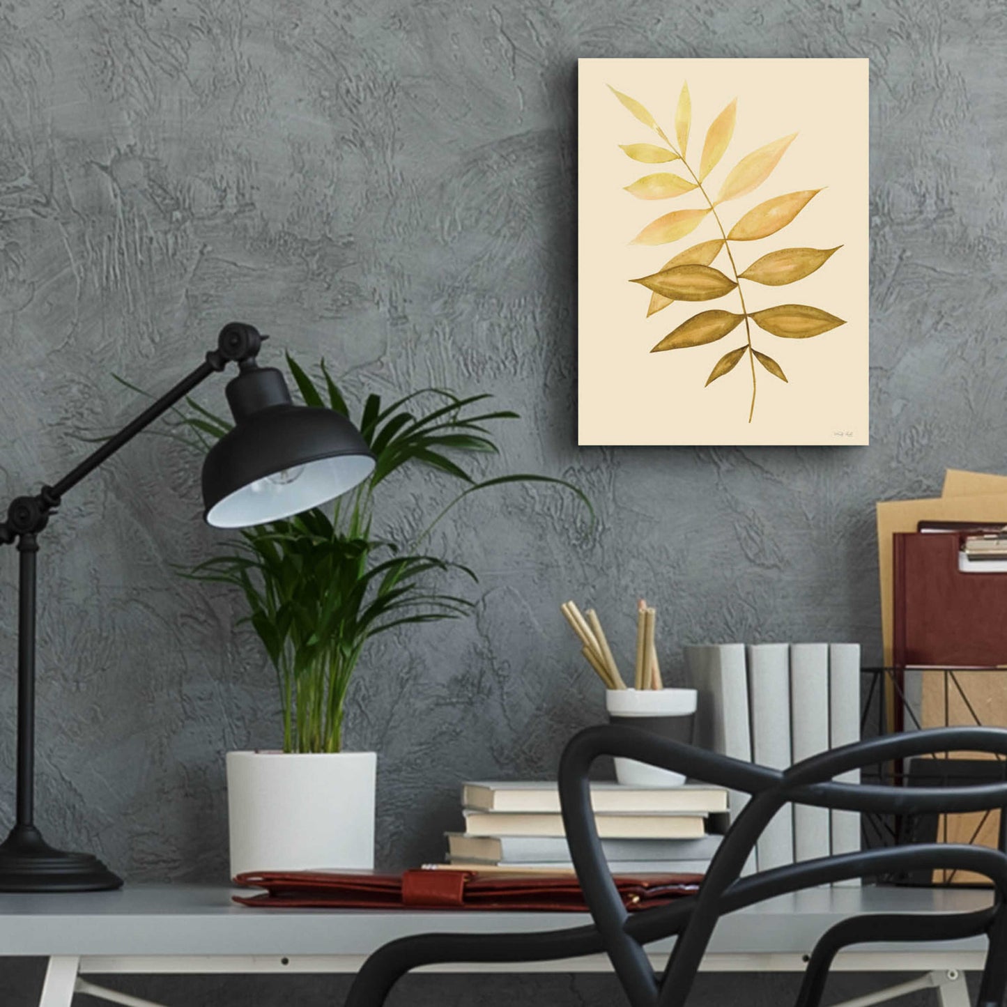 Epic Art 'Golden Fern' by Cindy Jacobs, Acrylic Glass Wall Art,12x16