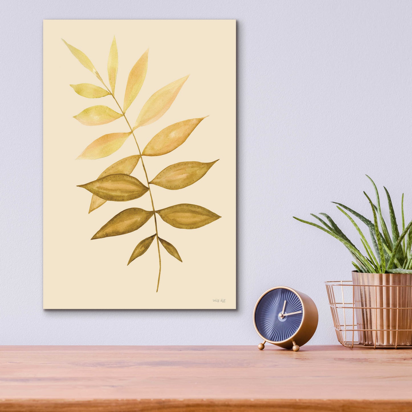 Epic Art 'Golden Fern' by Cindy Jacobs, Acrylic Glass Wall Art,12x16