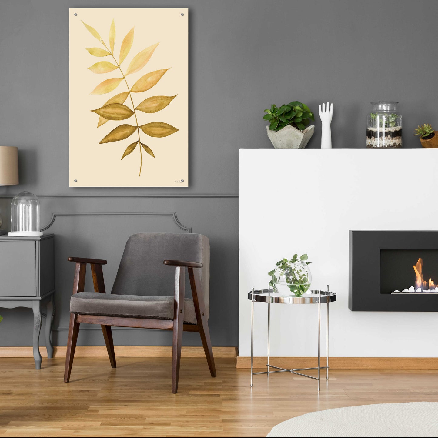 Epic Art 'Golden Fern' by Cindy Jacobs, Acrylic Glass Wall Art,24x36