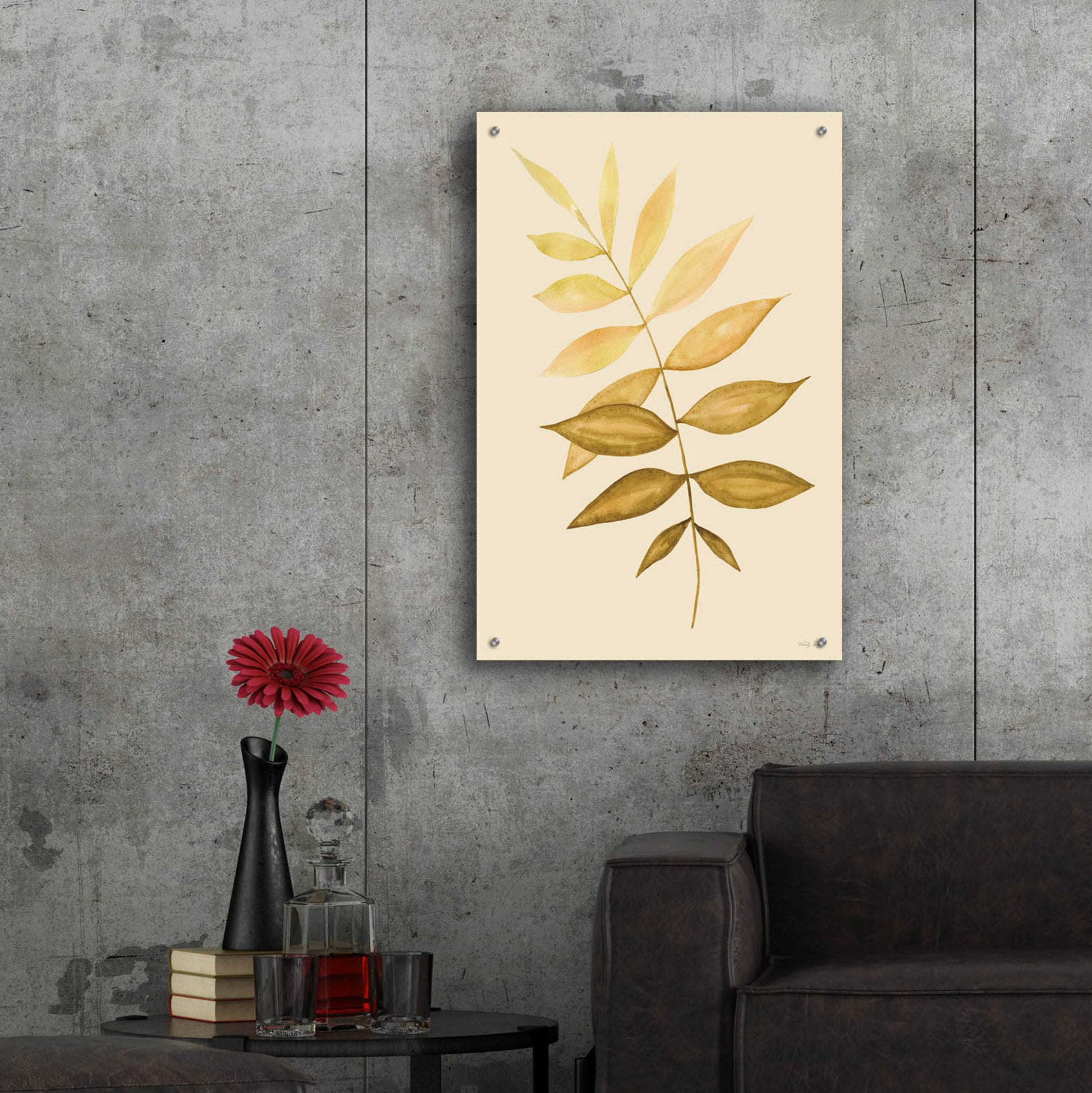 Epic Art 'Golden Fern' by Cindy Jacobs, Acrylic Glass Wall Art,24x36