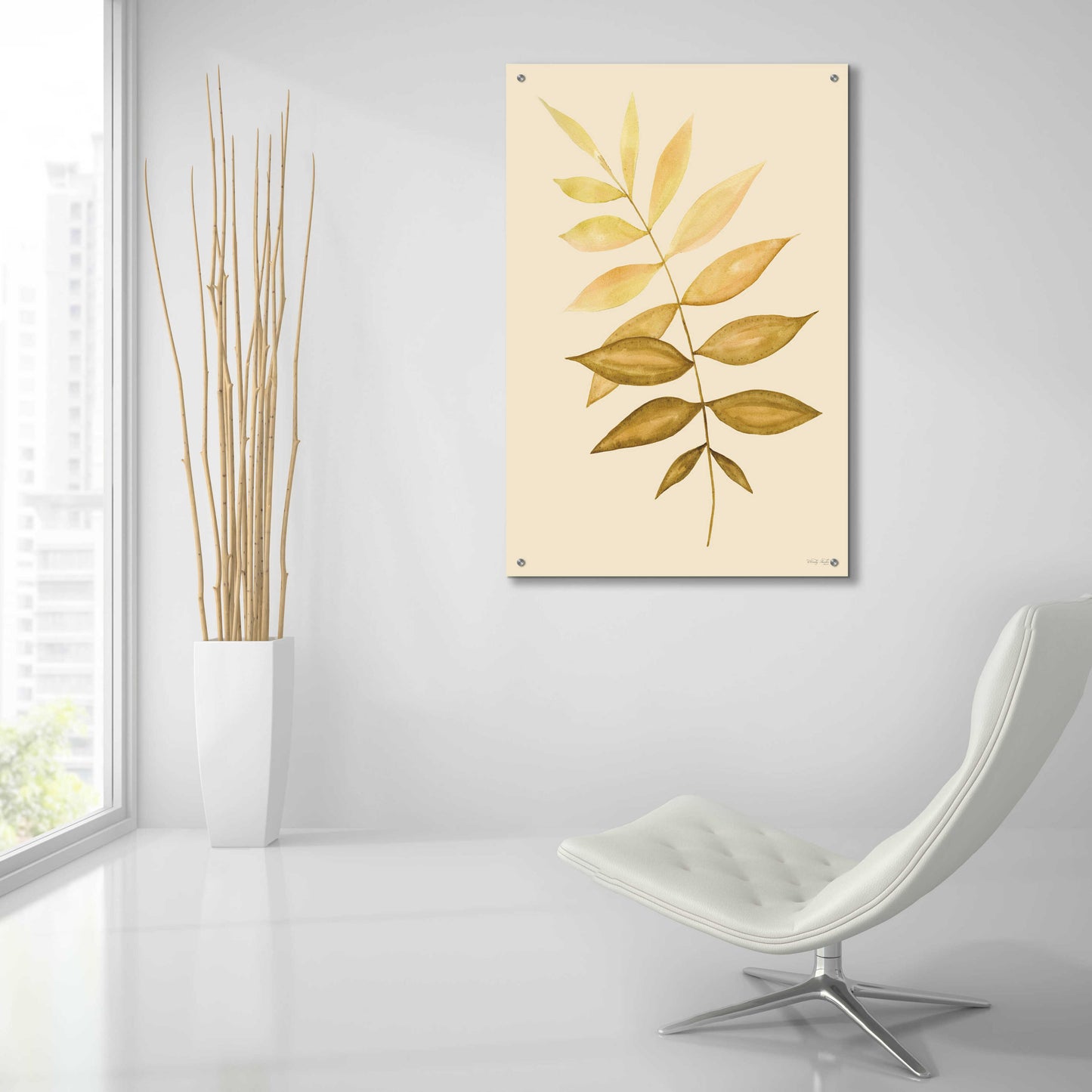 Epic Art 'Golden Fern' by Cindy Jacobs, Acrylic Glass Wall Art,24x36