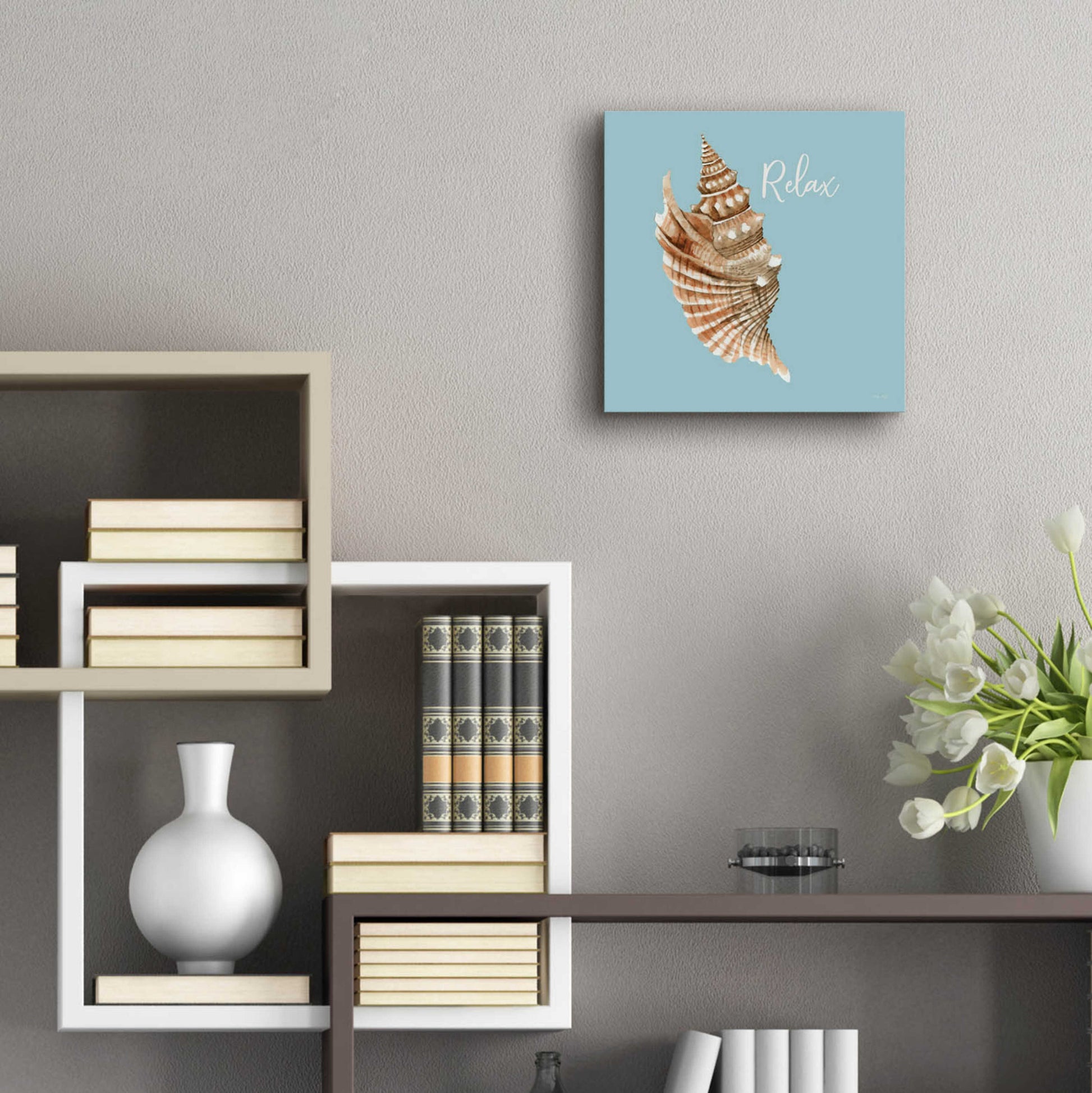 Epic Art 'Relax Seashell' by Cindy Jacobs, Acrylic Glass Wall Art,12x12