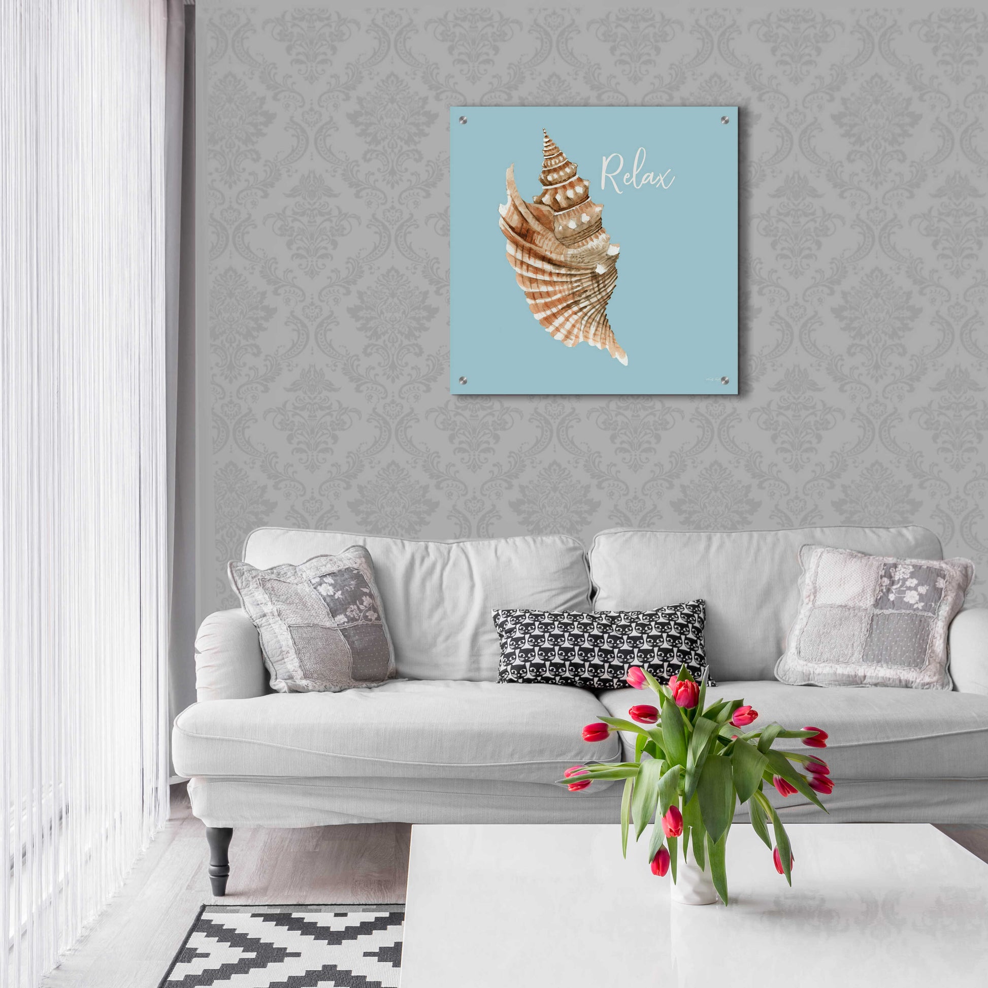 Epic Art 'Relax Seashell' by Cindy Jacobs, Acrylic Glass Wall Art,24x24