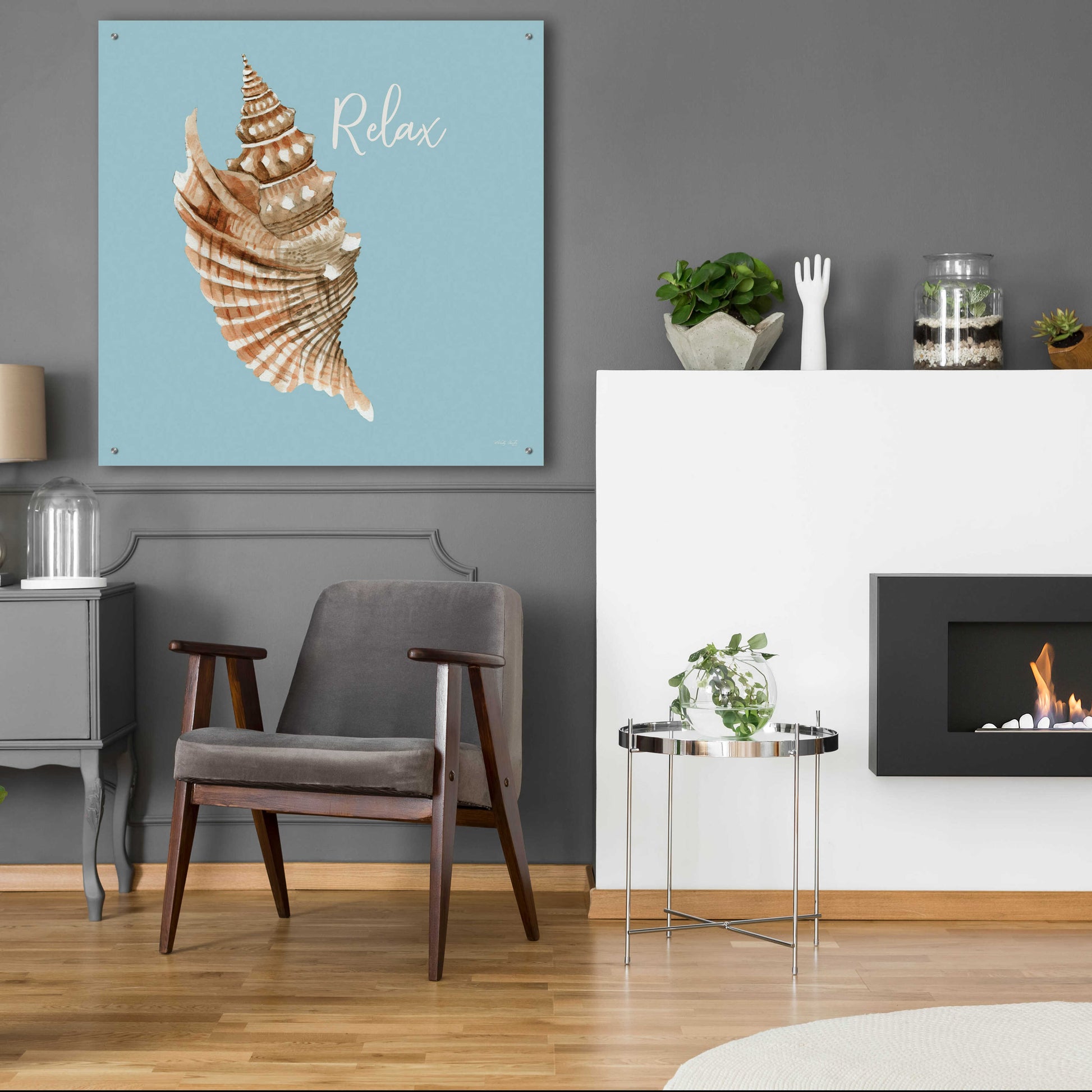 Epic Art 'Relax Seashell' by Cindy Jacobs, Acrylic Glass Wall Art,36x36