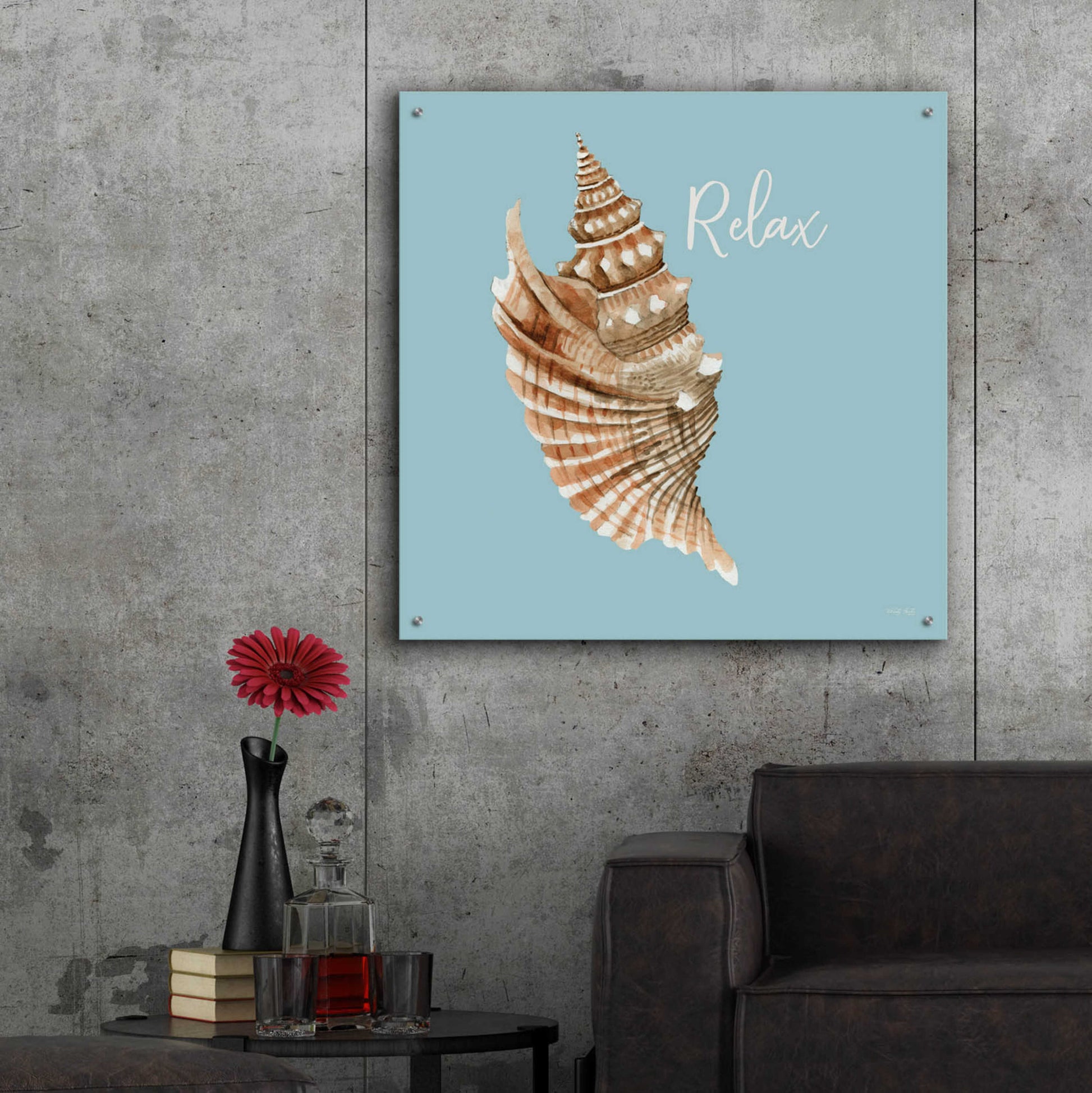 Epic Art 'Relax Seashell' by Cindy Jacobs, Acrylic Glass Wall Art,36x36