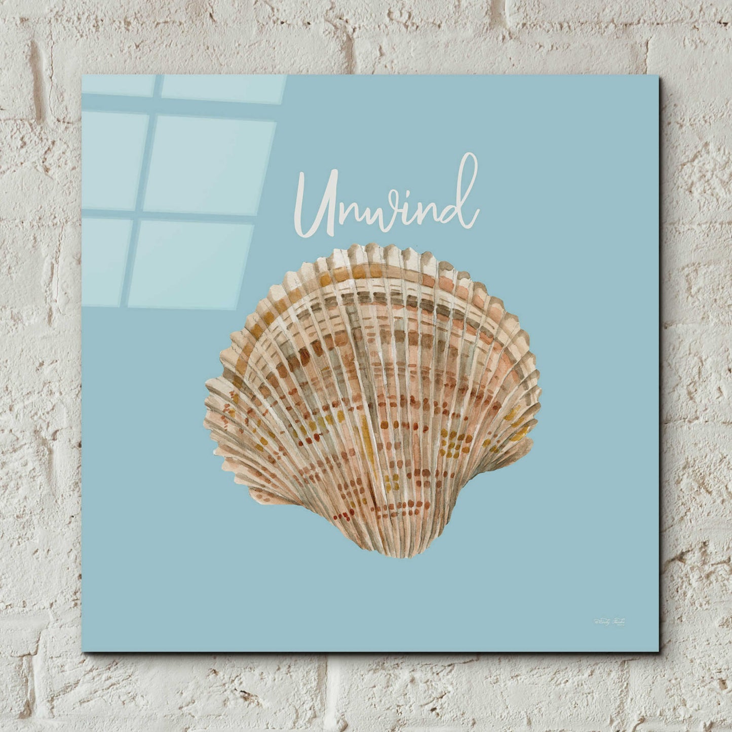 Epic Art 'Unwind Seashell' by Cindy Jacobs, Acrylic Glass Wall Art,12x12