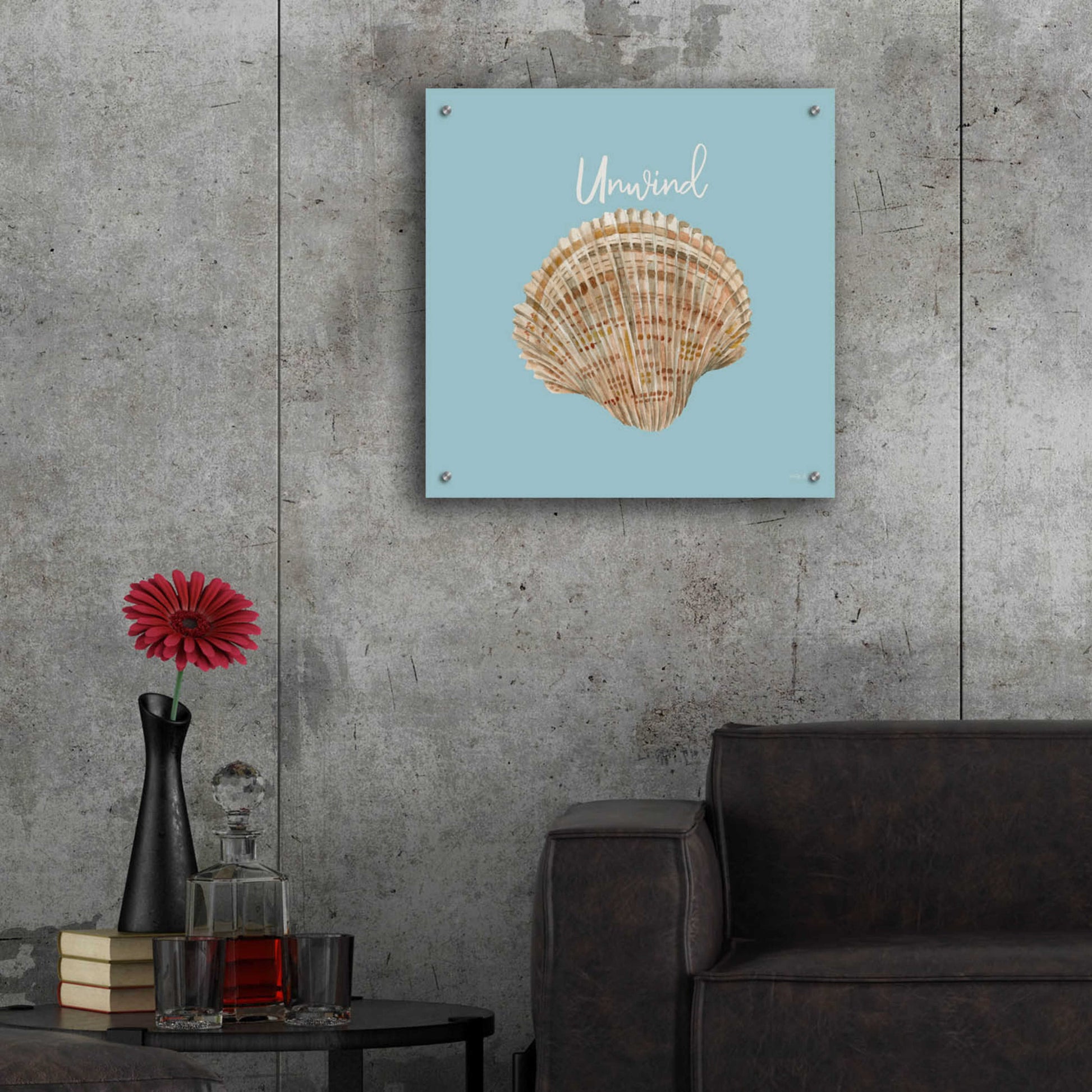 Epic Art 'Unwind Seashell' by Cindy Jacobs, Acrylic Glass Wall Art,24x24