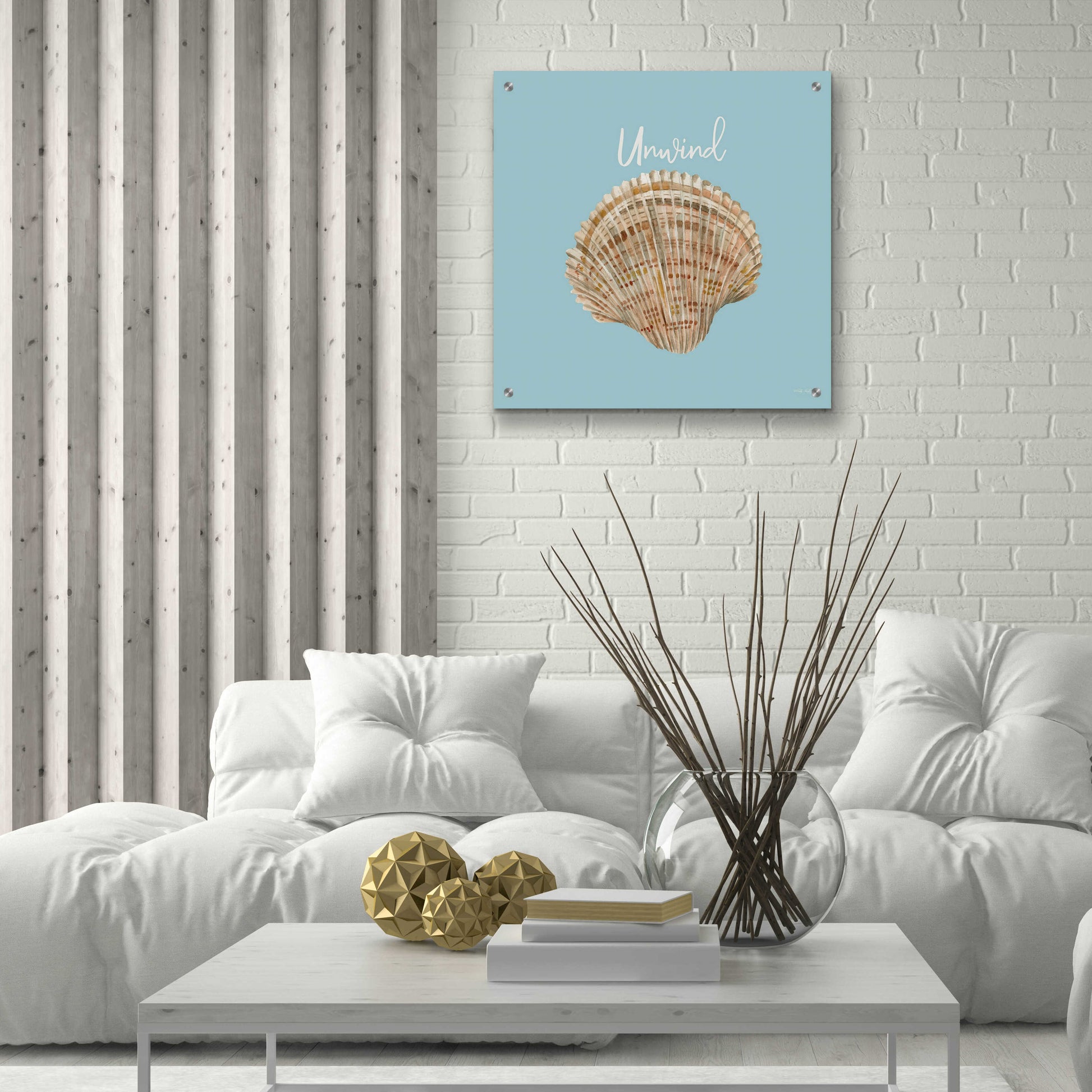 Epic Art 'Unwind Seashell' by Cindy Jacobs, Acrylic Glass Wall Art,24x24