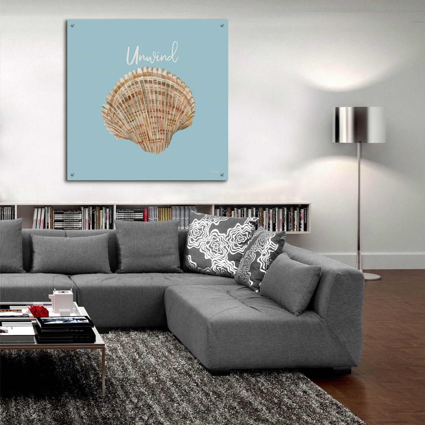 Epic Art 'Unwind Seashell' by Cindy Jacobs, Acrylic Glass Wall Art,36x36