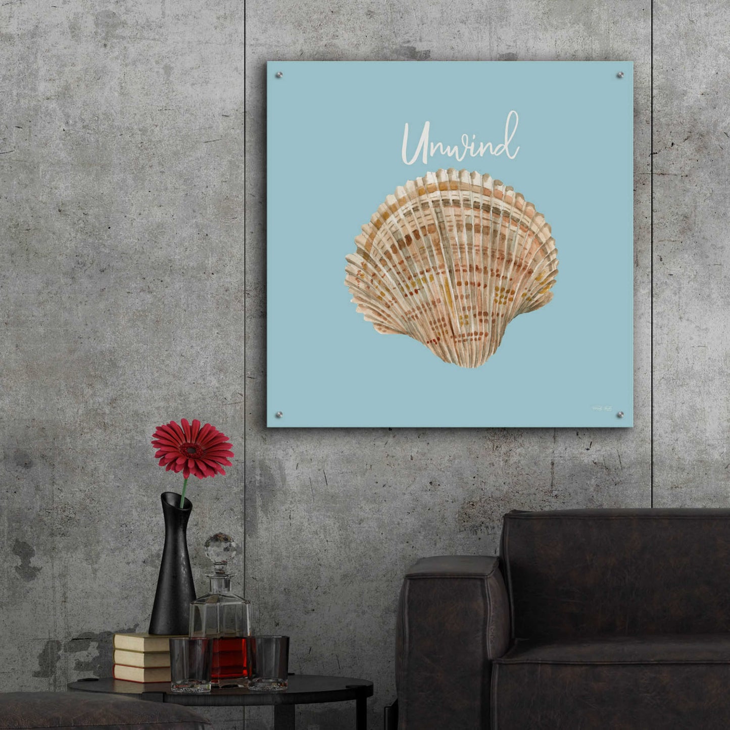 Epic Art 'Unwind Seashell' by Cindy Jacobs, Acrylic Glass Wall Art,36x36