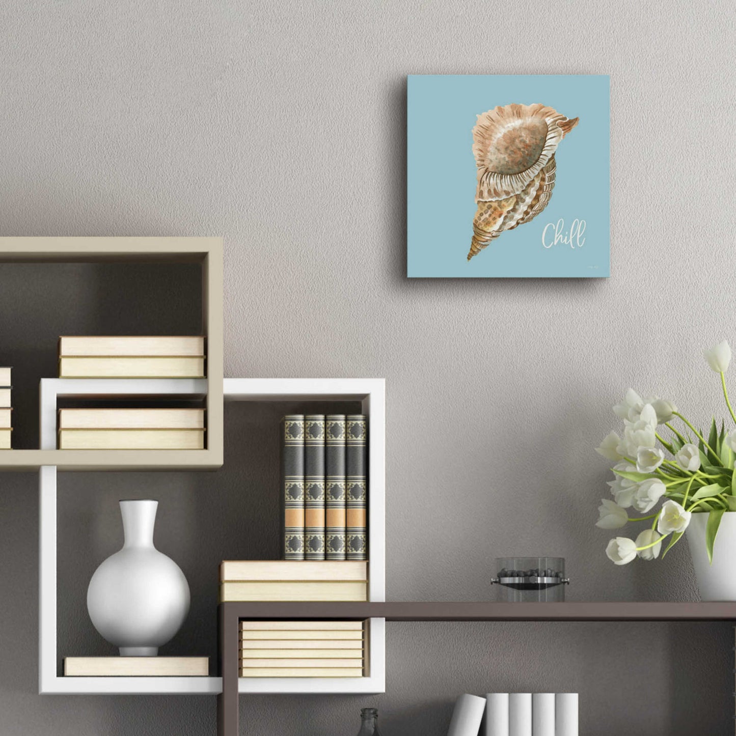 Epic Art 'Chill Seashell' by Cindy Jacobs, Acrylic Glass Wall Art,12x12