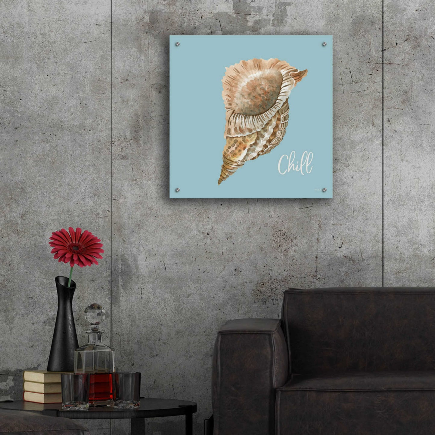 Epic Art 'Chill Seashell' by Cindy Jacobs, Acrylic Glass Wall Art,24x24