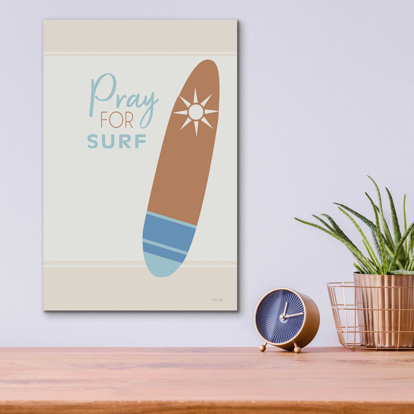 Epic Art 'Pray For Surf' by Cindy Jacobs, Acrylic Glass Wall Art,12x16