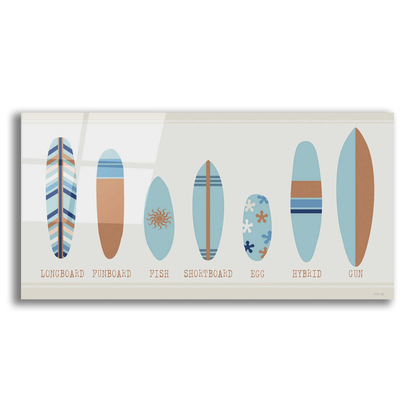 Epic Art 'Surfboards a Plenty' by Cindy Jacobs, Acrylic Glass Wall Art,24x12