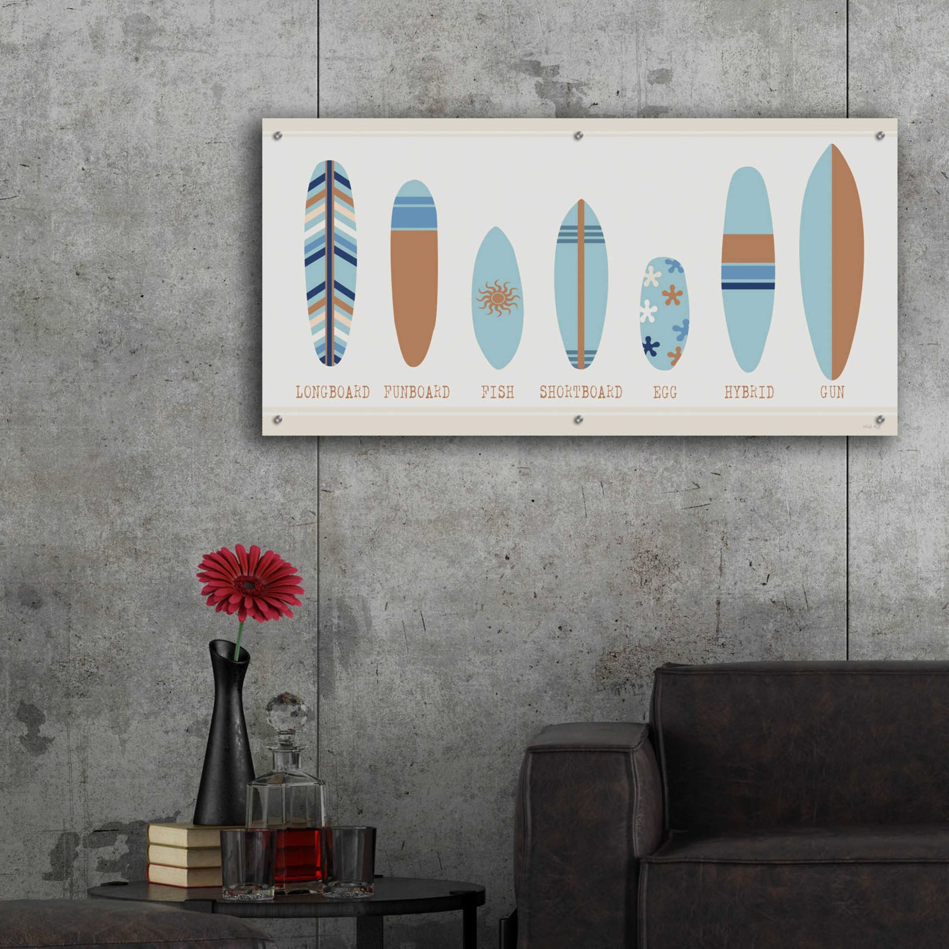 Epic Art 'Surfboards a Plenty' by Cindy Jacobs, Acrylic Glass Wall Art,48x24