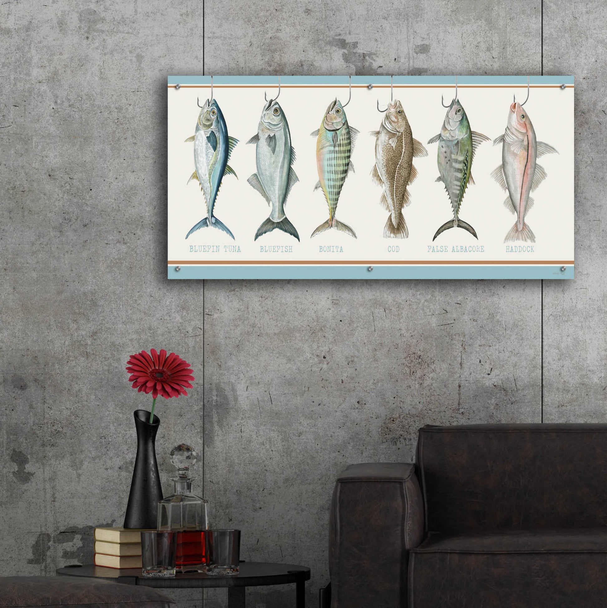 Epic Art 'Bunch of Fish' by Cindy Jacobs, Acrylic Glass Wall Art,48x24