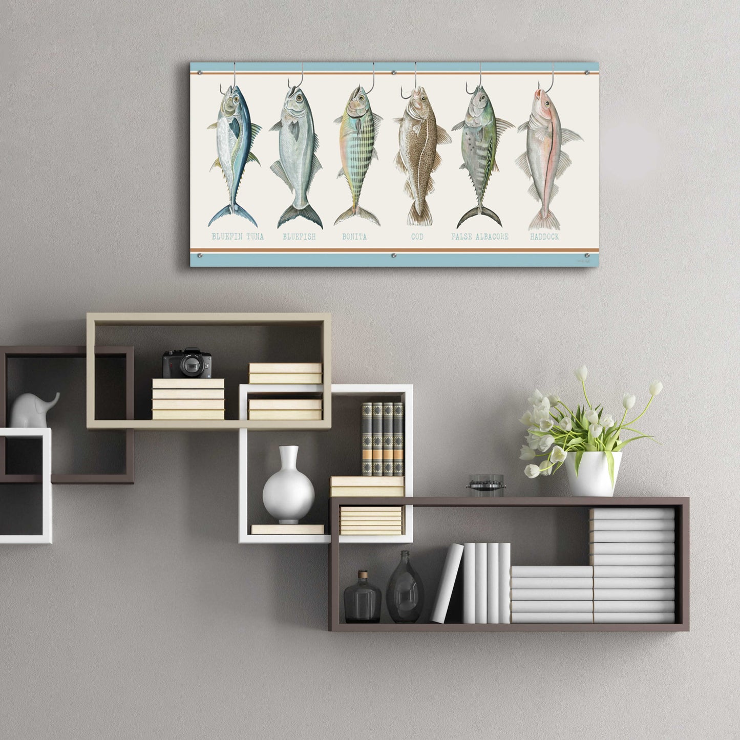 Epic Art 'Bunch of Fish' by Cindy Jacobs, Acrylic Glass Wall Art,48x24