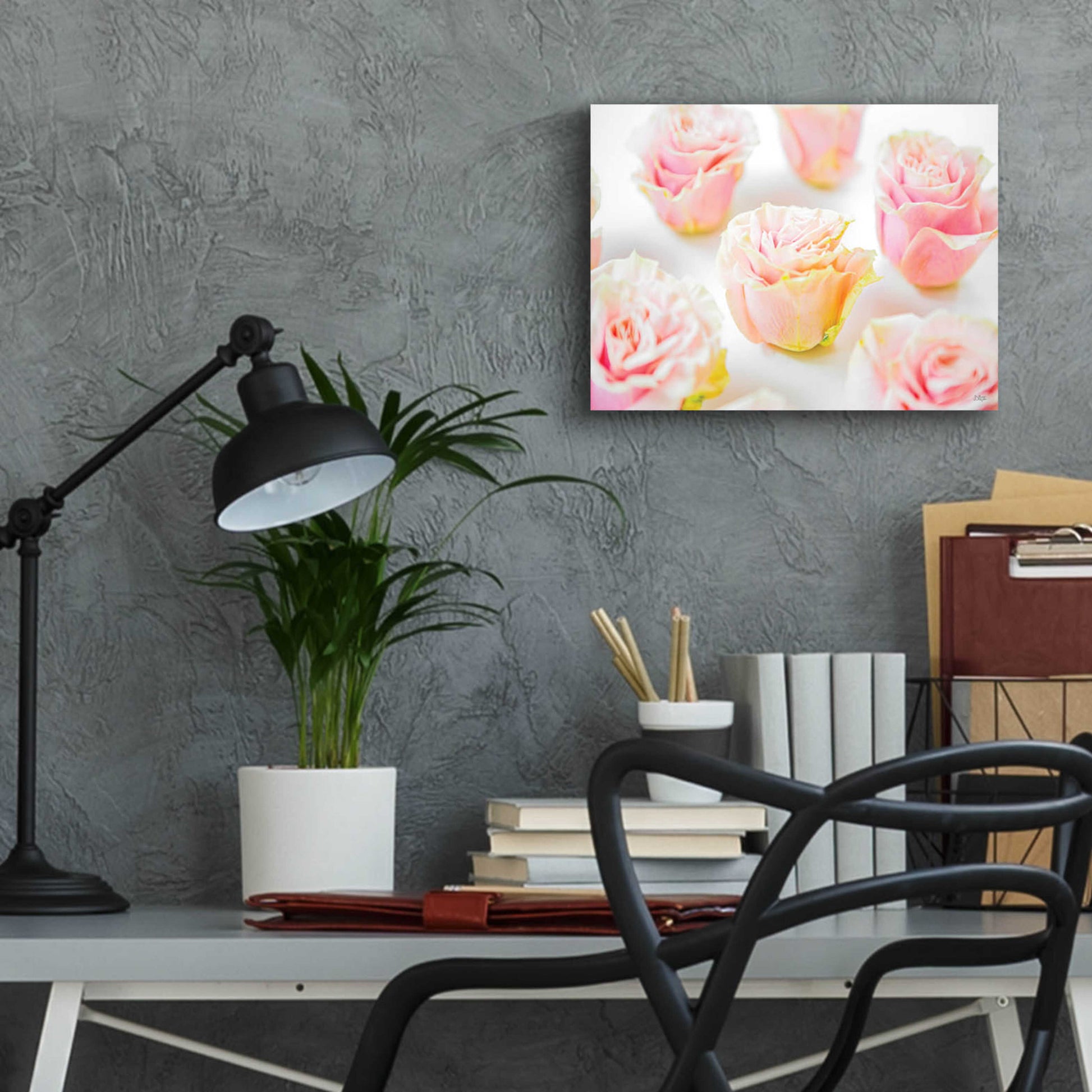 Epic Art 'Pale Pink Rose Blooms III' by Donnie Quillen, Acrylic Glass Wall Art,16x12